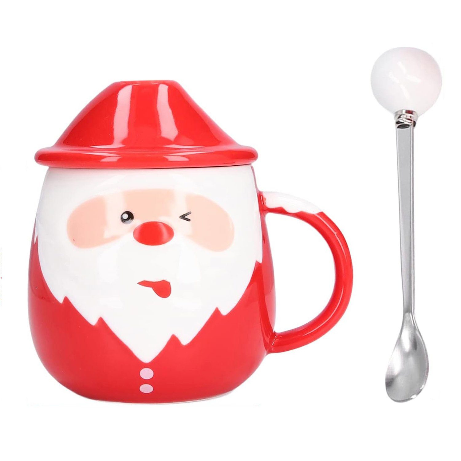 MAGICSHE Becher Weihnachtsmann Kaffeebecher mit Löffel, Weihnachtsbecher Typ C | Becher