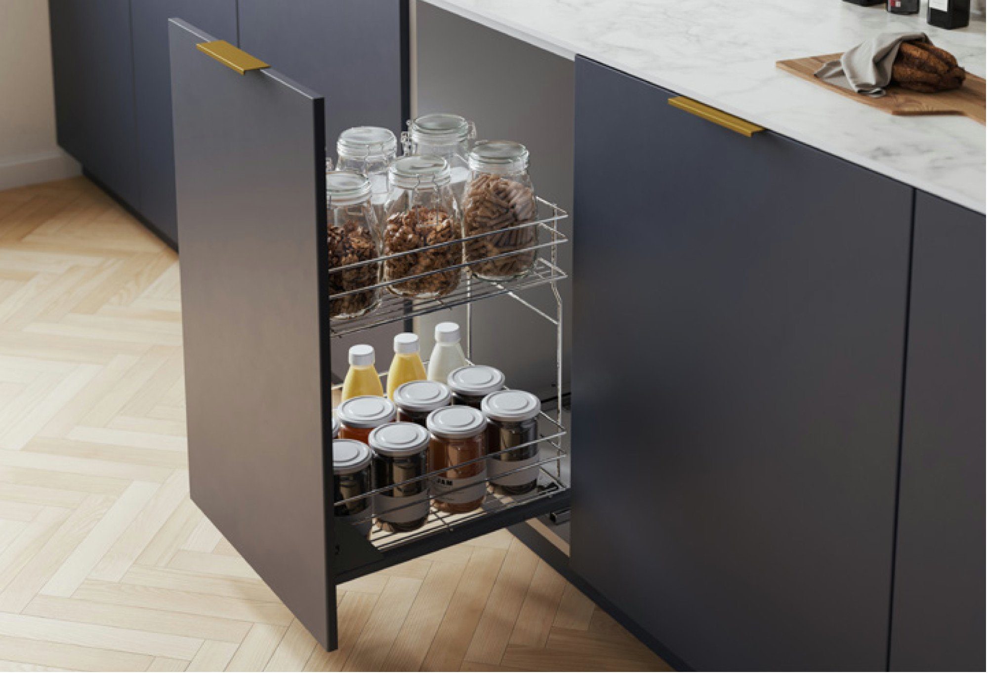 Prima-Online Auszugsunterschrank Unterschrankauszug Küchenauszug Schrankauszug Bodenschiene 150-600 mm