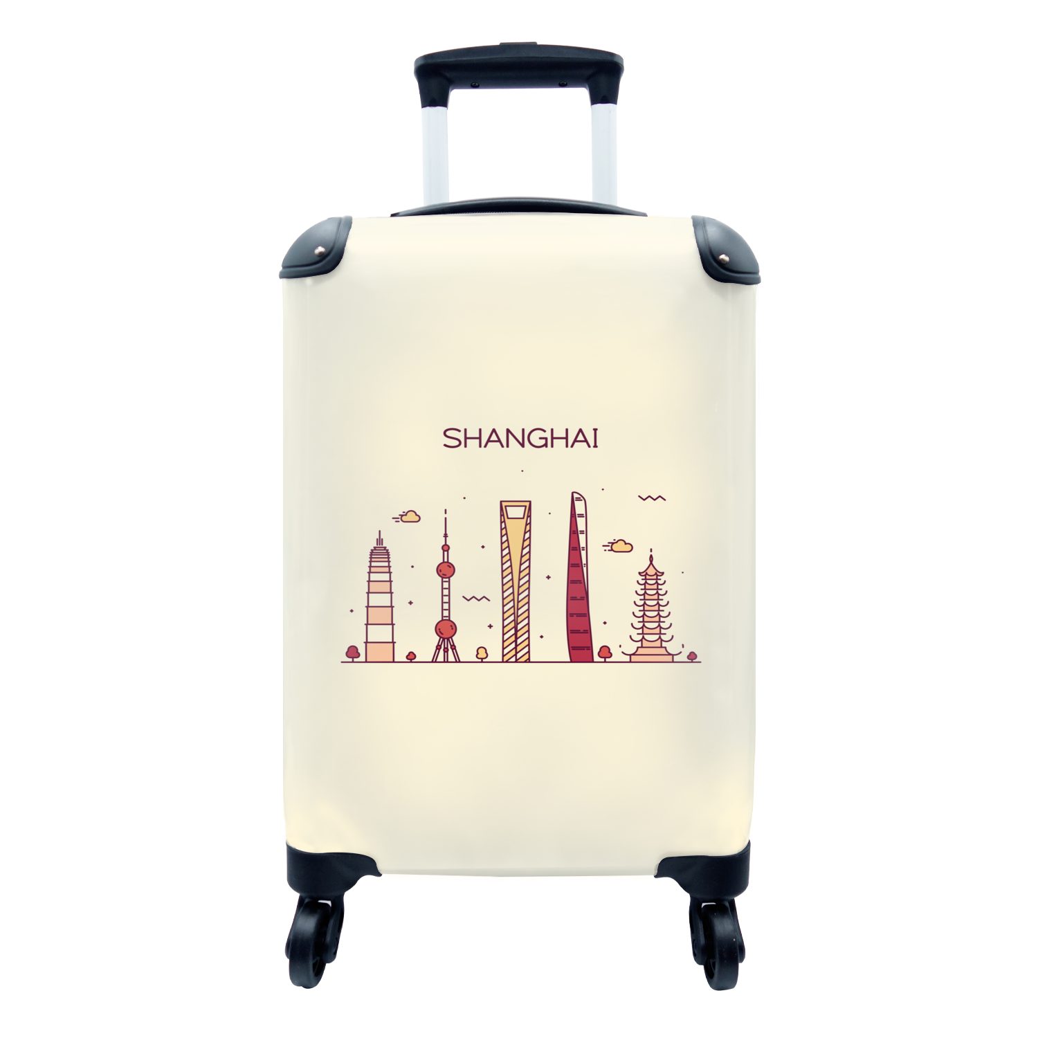 Skyline MuchoWow rollen, Ferien, mit Shanghai Reisetasche China, Handgepäck Trolley, - Rollen, Handgepäckkoffer für Reisekoffer - 4