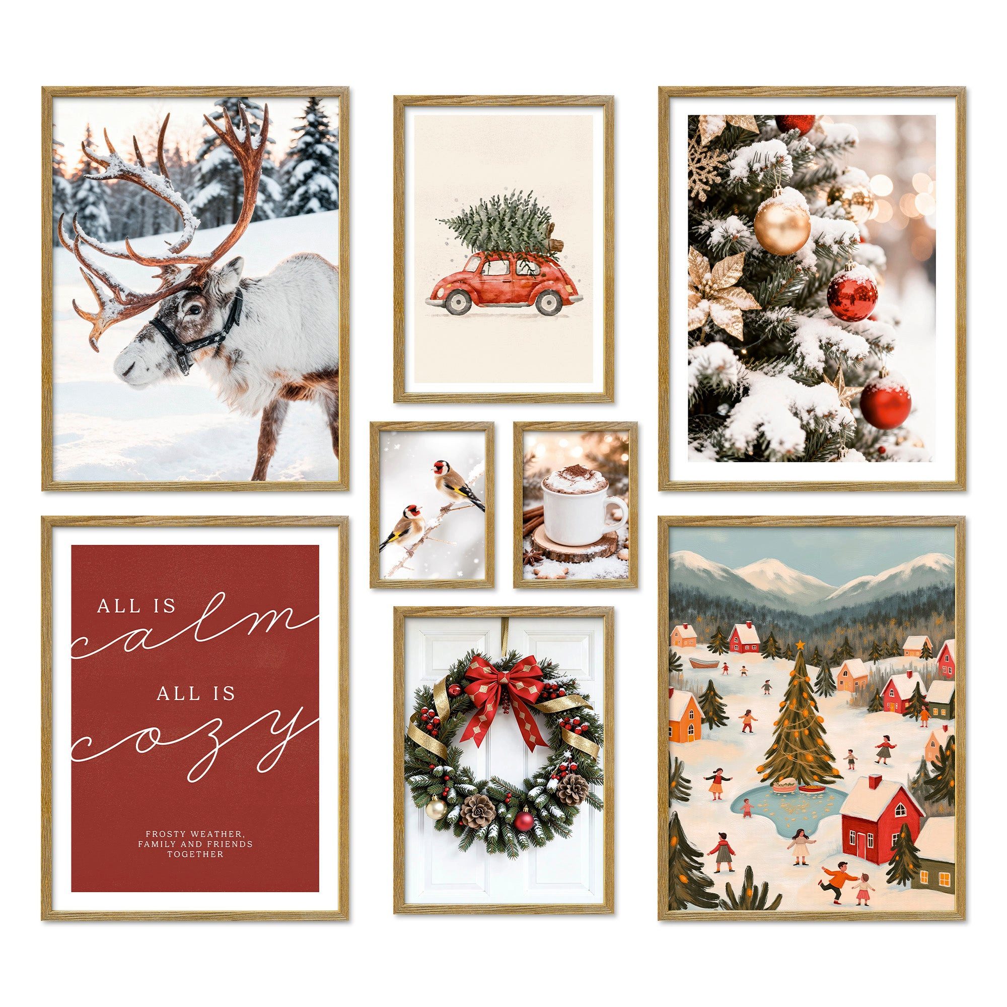 ARTFAVES Bilder-Collage Poster Set Christmas Holidays I mehrteilige Bilderwand I Wandbilder We, (Wandbilder modern, 8 St)