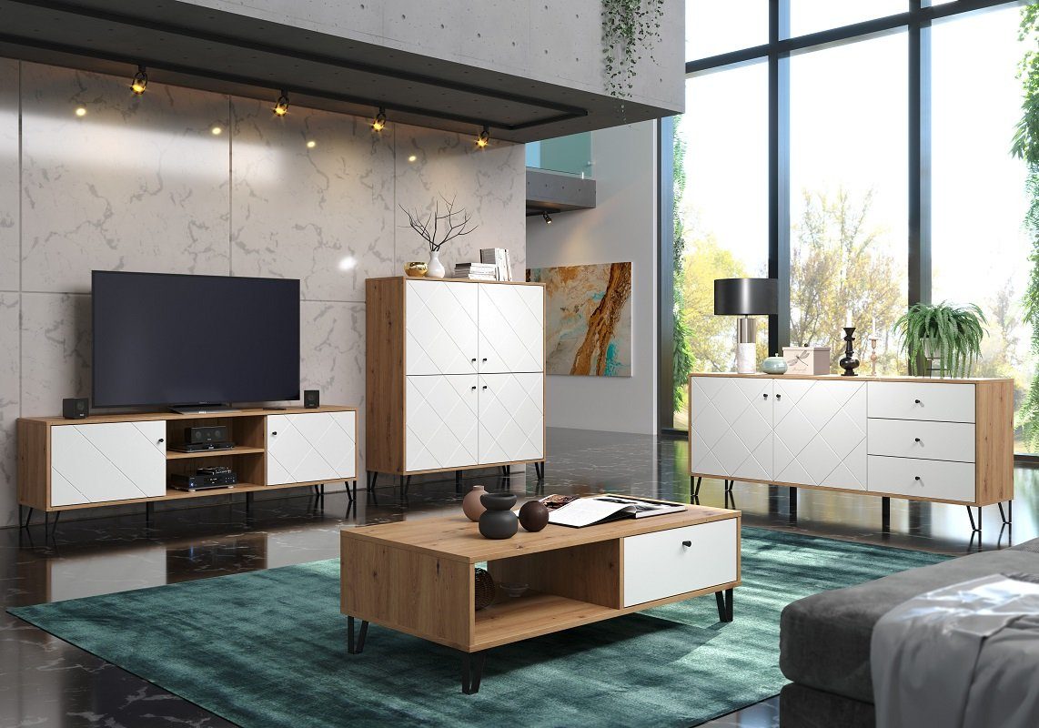 trendteam Sideboard Sideboard Touch groß, Artisan Eiche / weiß