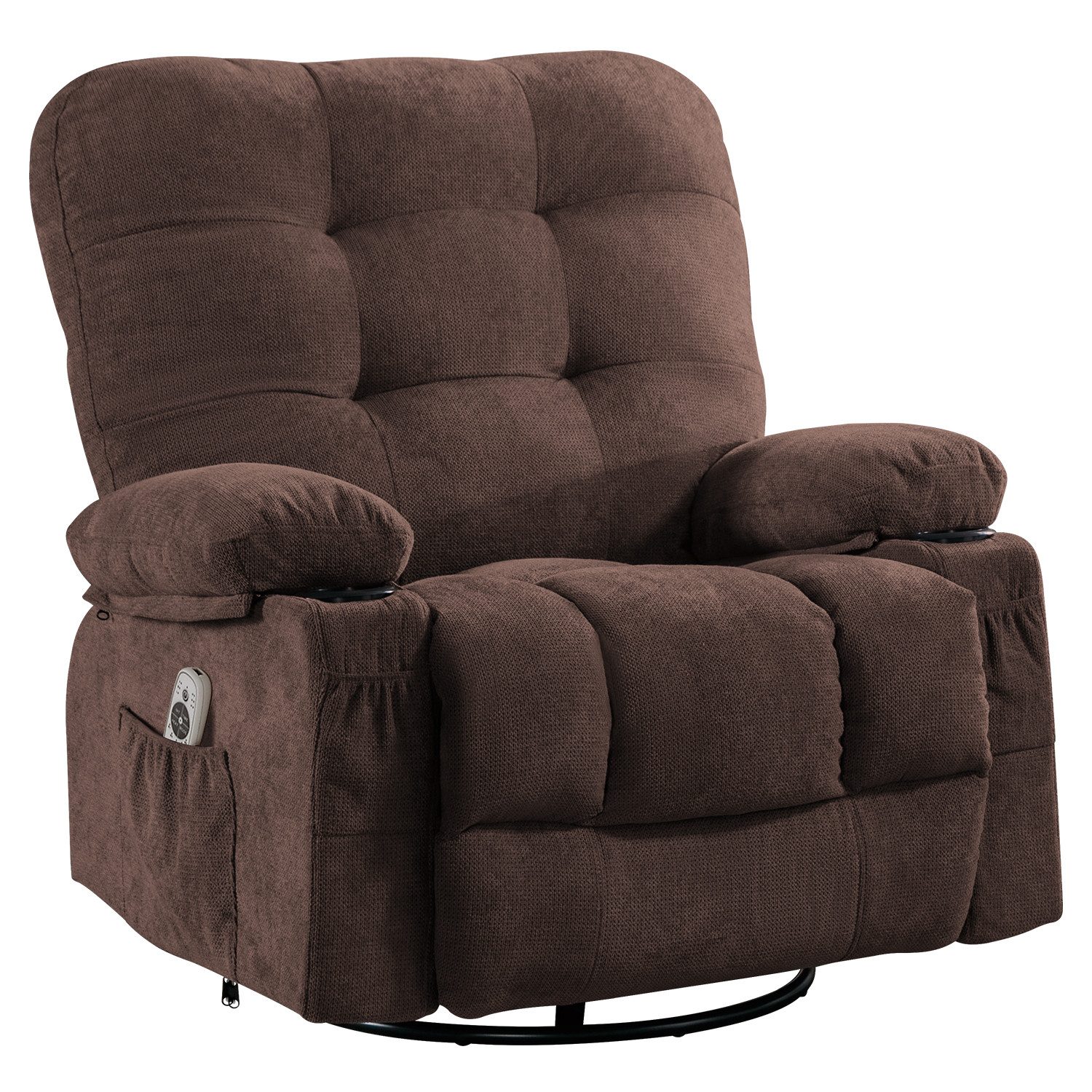 bosmiller Relaxsessel Elektrisch Massagesessel mit Liegefunktion Oversize Fernsehsessel, 360°Drehbarer Liegesessel Heizung Verstellbar Sessel