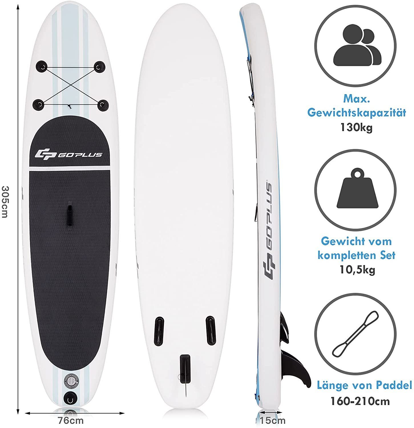 COSTWAY SUP-Board Stand Board, Paddel mit & Paddling Up Pumpe