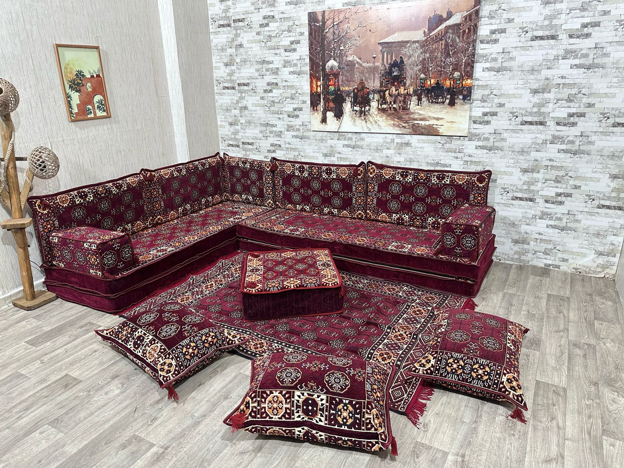 CaddeBuy Sofa Arabische Ecke Majlis, Sitzkissen, Sitzecke, Orientalische Sofa, 16 Teile