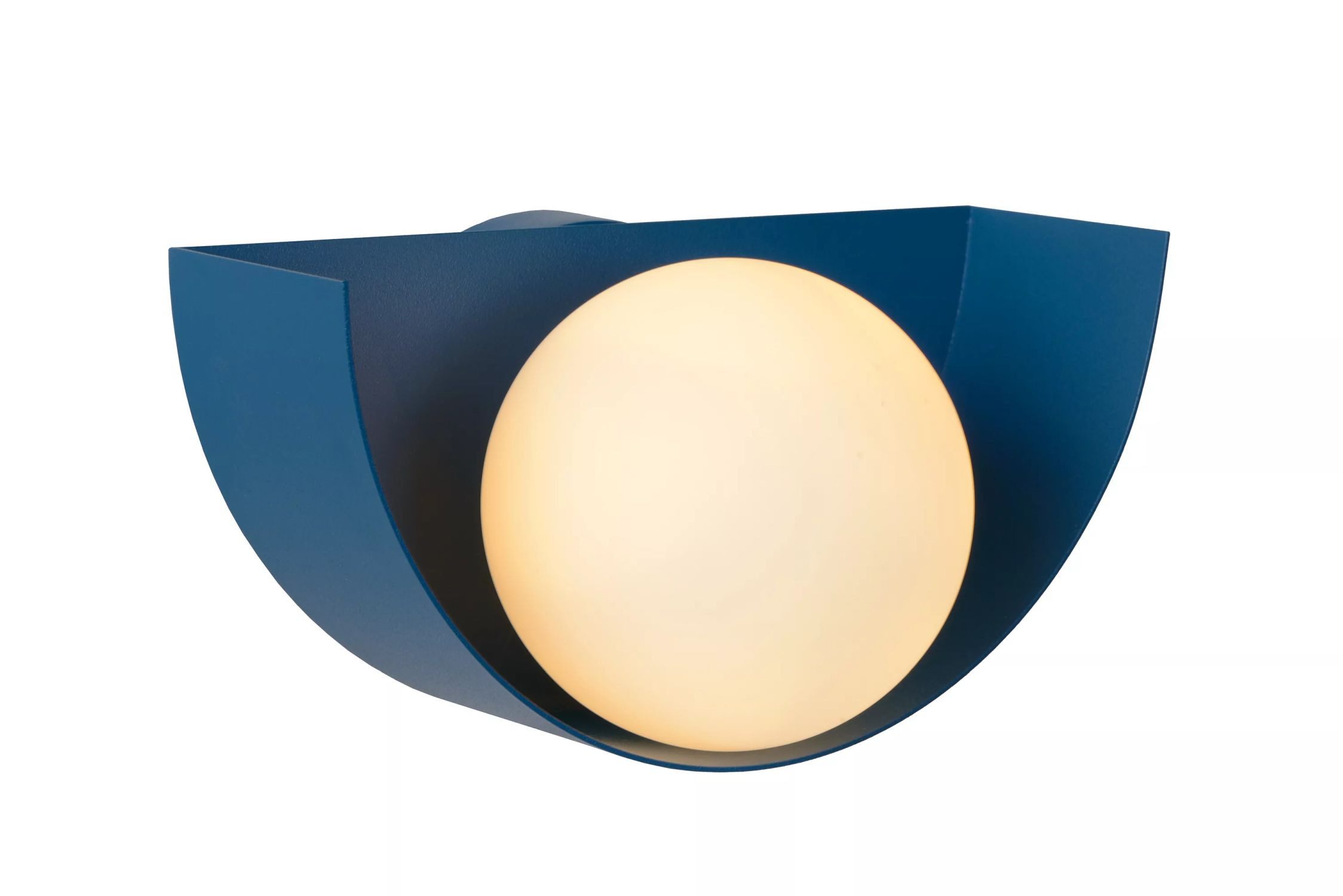 Licht-Erlebnisse Wandleuchte TIREX, ohne Leuchtmittel, Metall Glas G9 B: 12 cm Blau Weiß Kugel Schirm