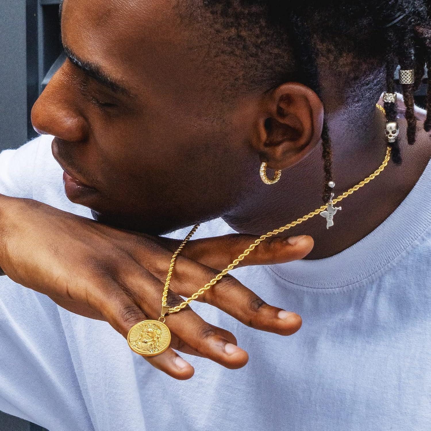 LuxusKollektion Kette und Anhänger Set Herren Kette Jesus Goldkette Münze A günstig online kaufen