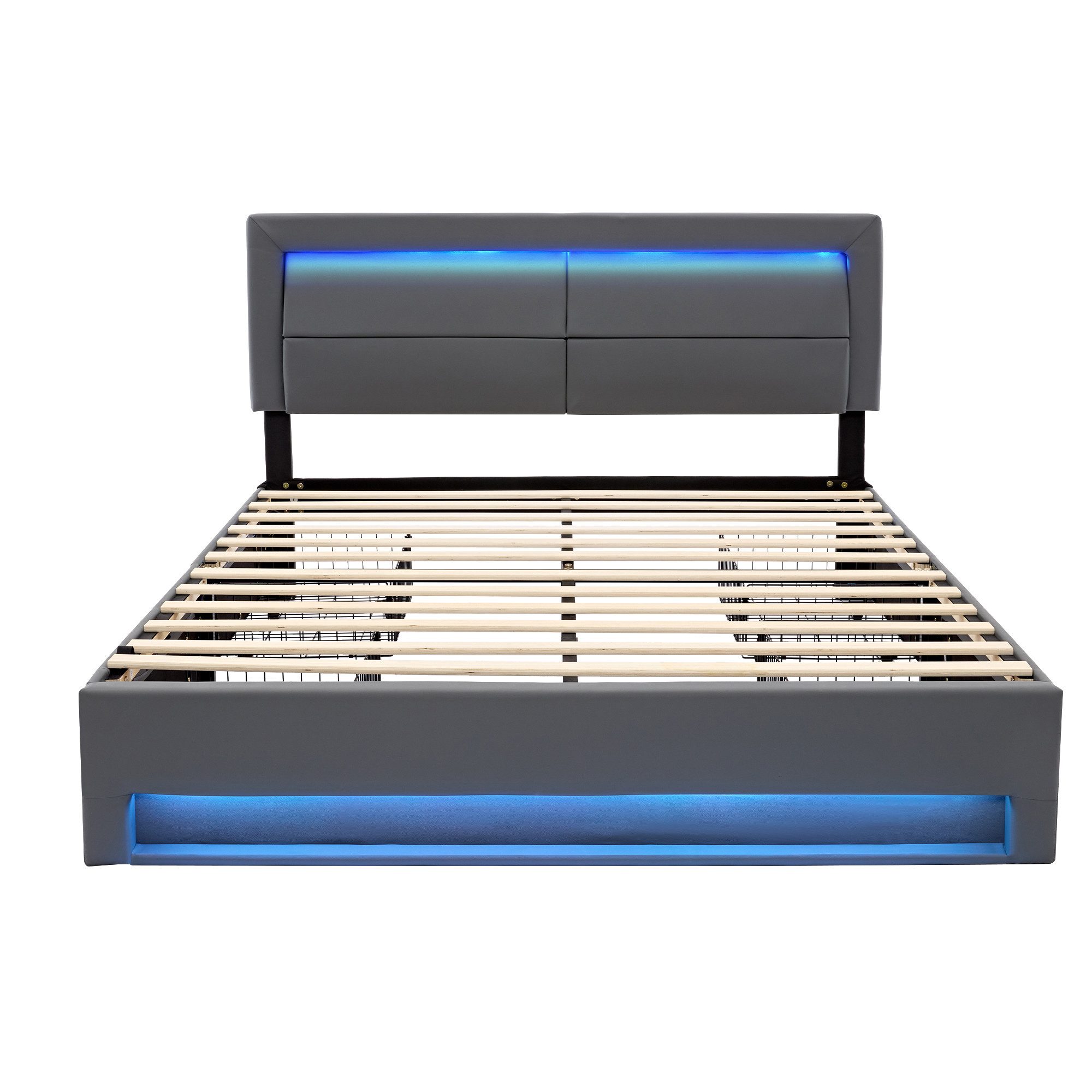 Polsterbett Doppelbett 140x200cm, mit USB-Anschluss, mit Stauraum, ohne Matratze