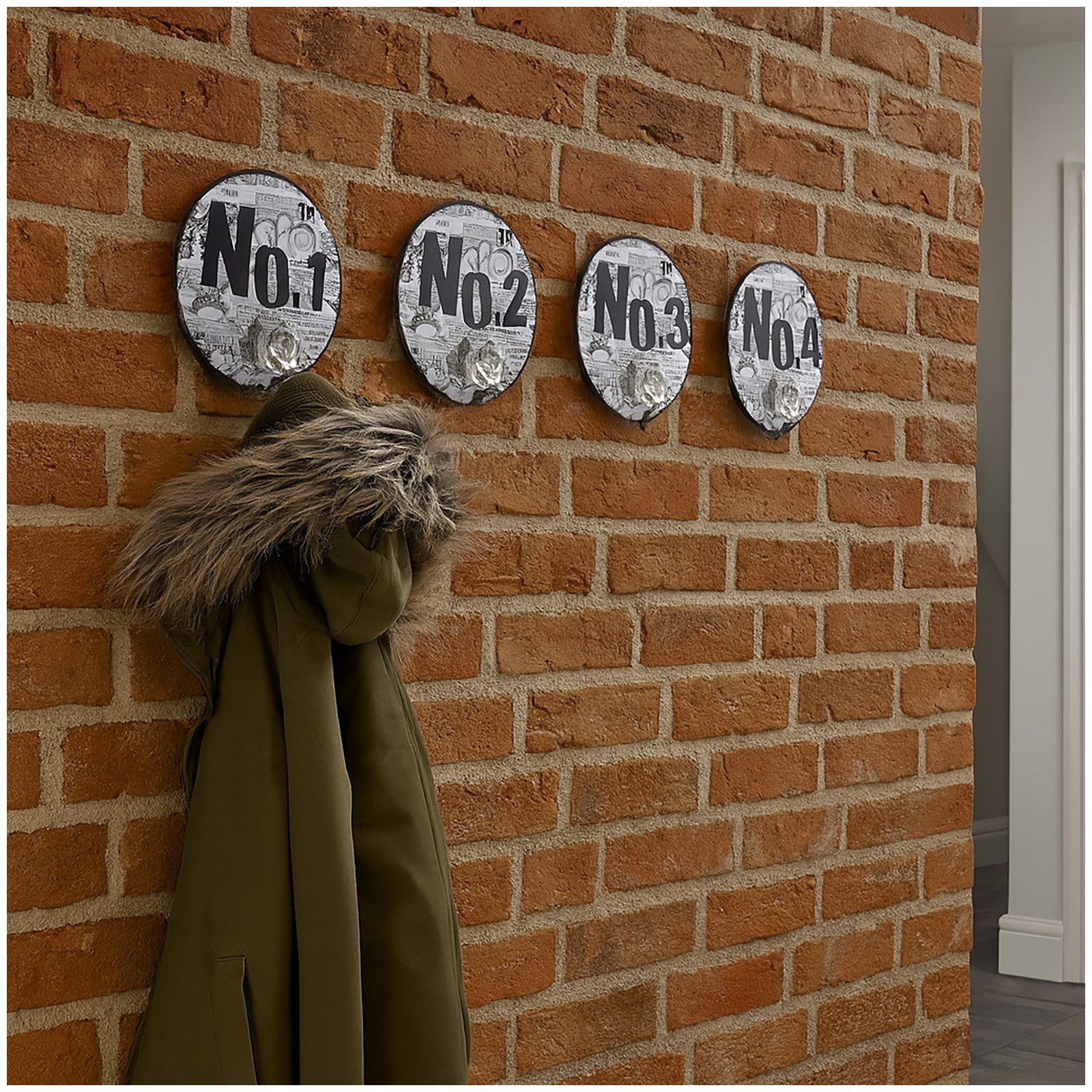 HTI-Line Настенные крючки Настенные крючки 4-teiliges Set Nummer, Flur, (Set, 4-St., 4 verschiedene Настенные крючки), Kleiderhaken Шкафыhaken