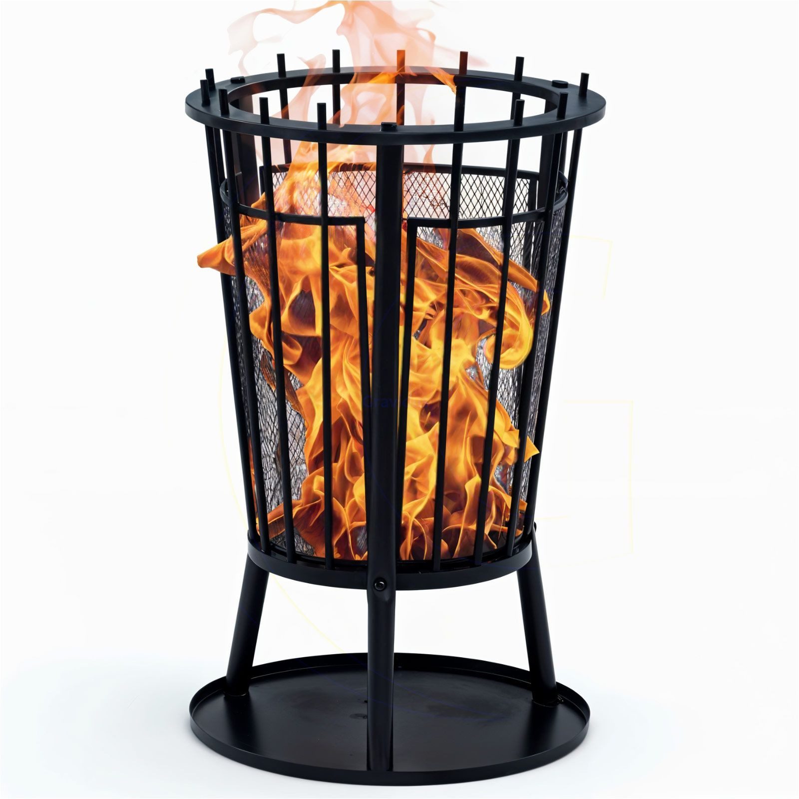 Gravidus Feuerkorb Feuerkorb mit Funkenschutz und Bodenplatte Ø40 cm für Garten Terrasse