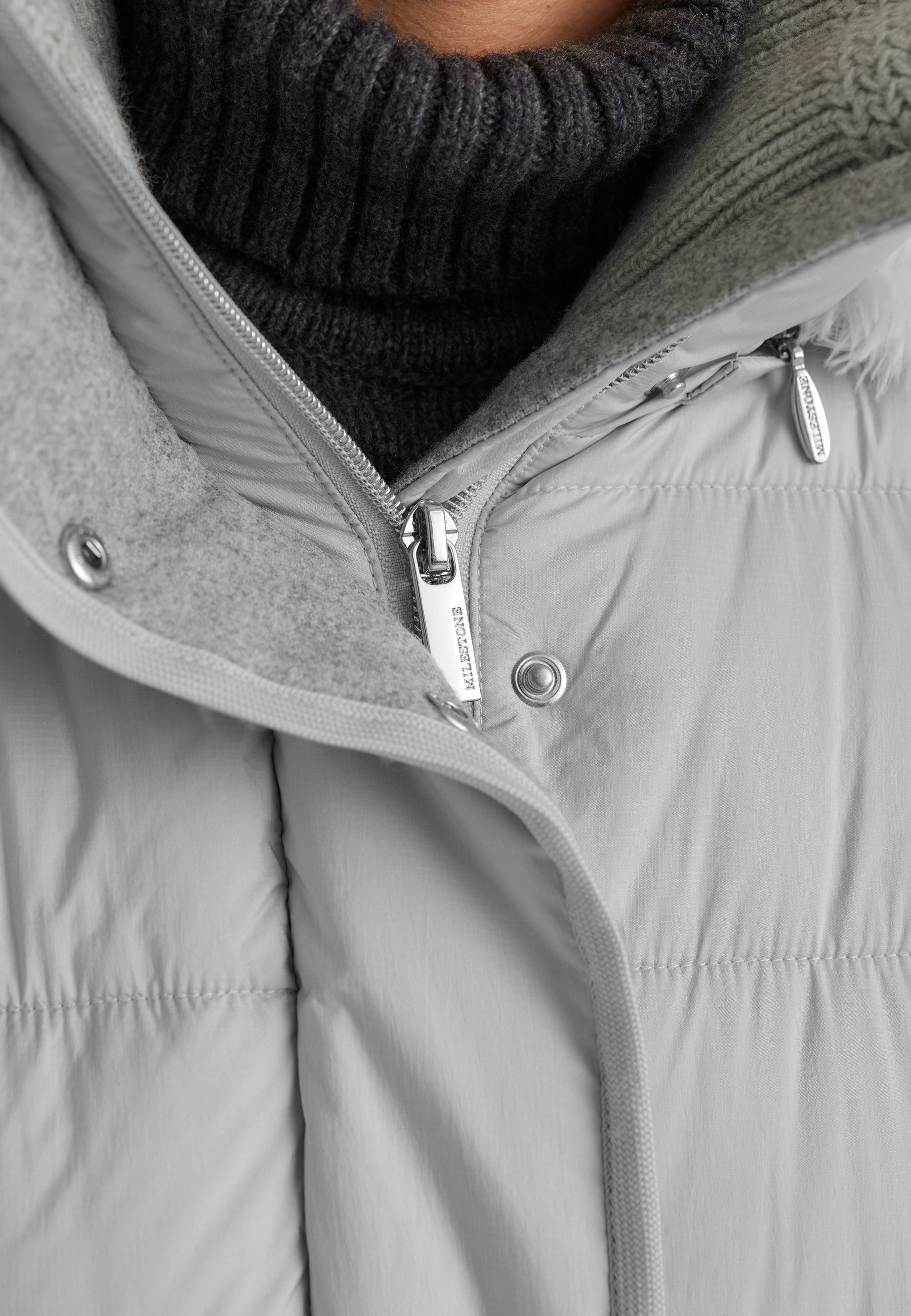 Milestone Steppmantel MSAdara Damen Steppjacke Lang Mantel gesteppt schlanke Passform