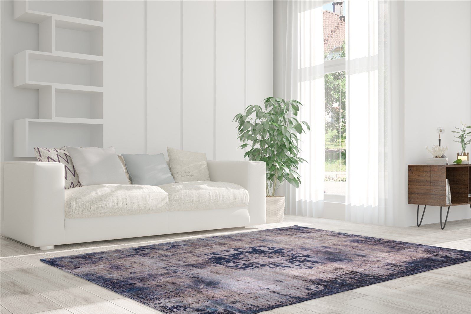 Kayoom Teppich in Blau, 100% Modacryl - 200x140cm (LxB)
