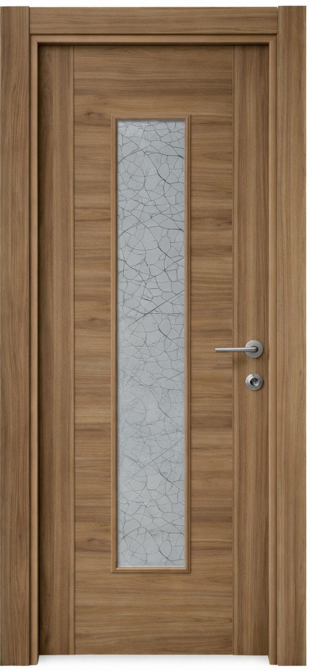 Xlmoebel Zimmertür Braune Holz-Zimmertür mit Milchglas für Wohn- und Esszimmer (Türblatt mit Zarge), Made in Europa