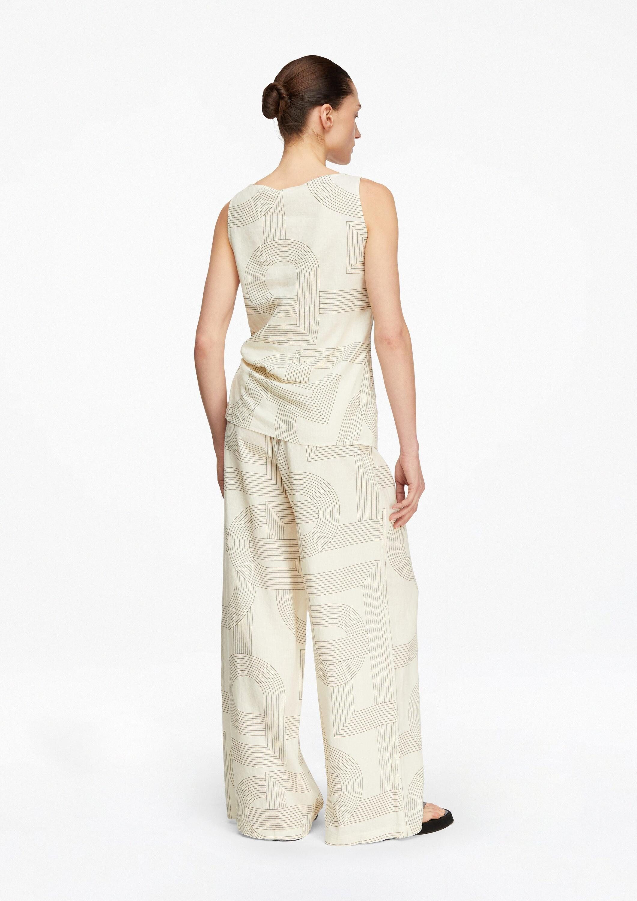 comma Chinos Hose Wide-Leg-Hose aus Leinenmix mit Seitentaschen