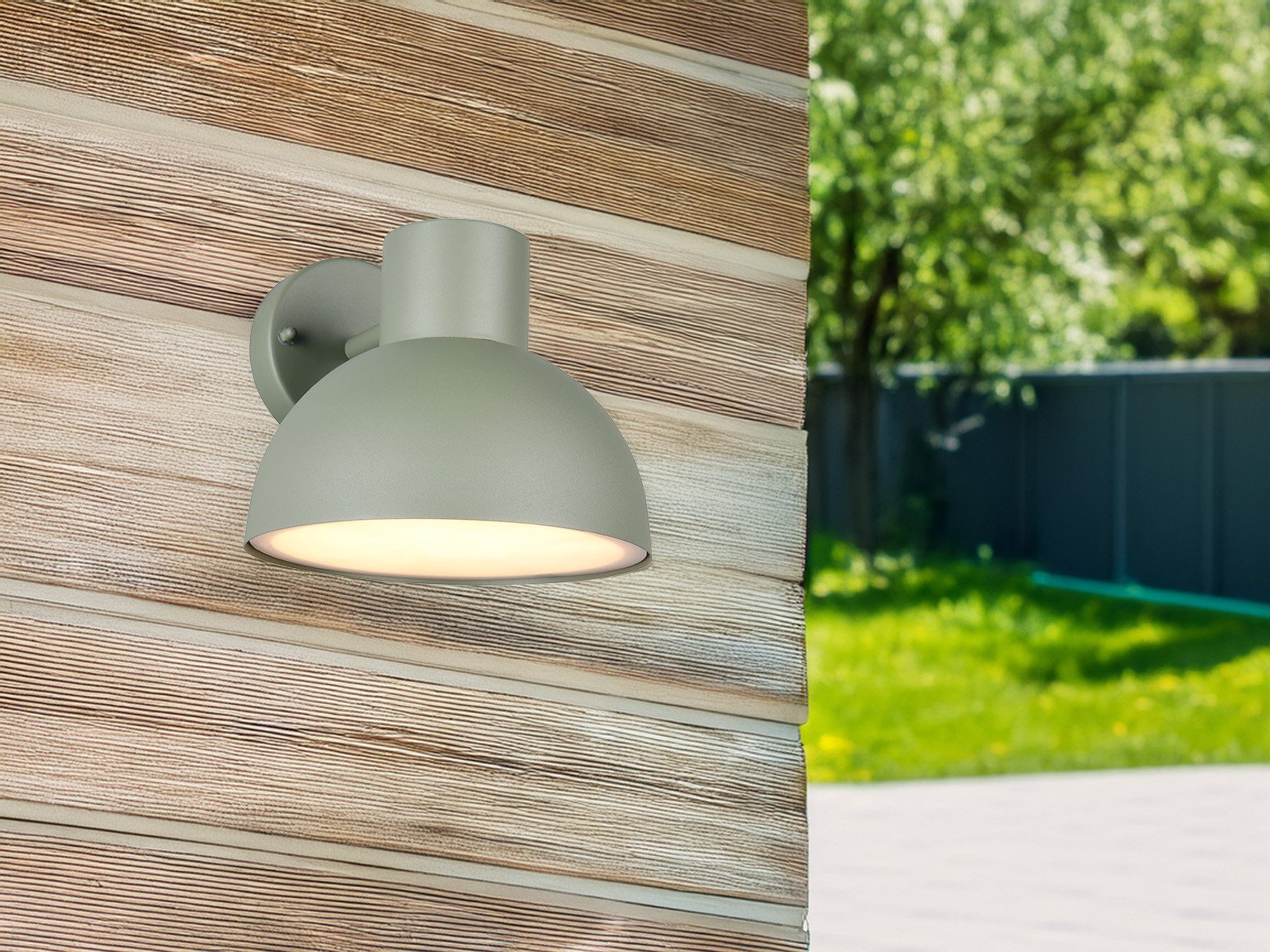 TRIO Leuchten LED Außen-Wandleuchte, LED wechselbar, Warmweiß, IP 44 Außenwandlampe Grün für Carport & Fassaden-Beleuchtung, Ø 20cm