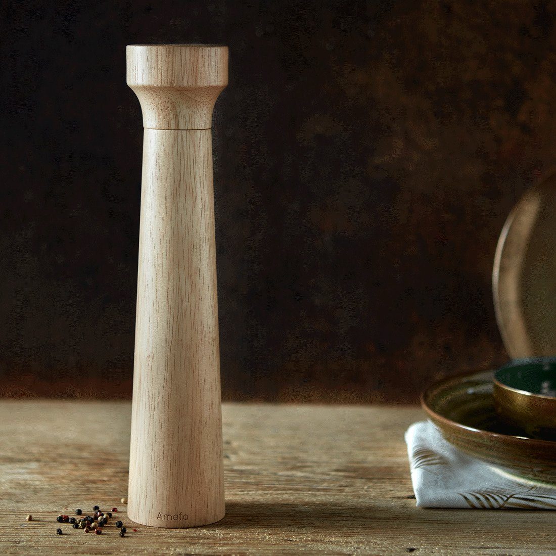 Amefa Salz-/Pfeffermühle MODERN WOOD, Keramikmahlwerk mit Gummibaumholz