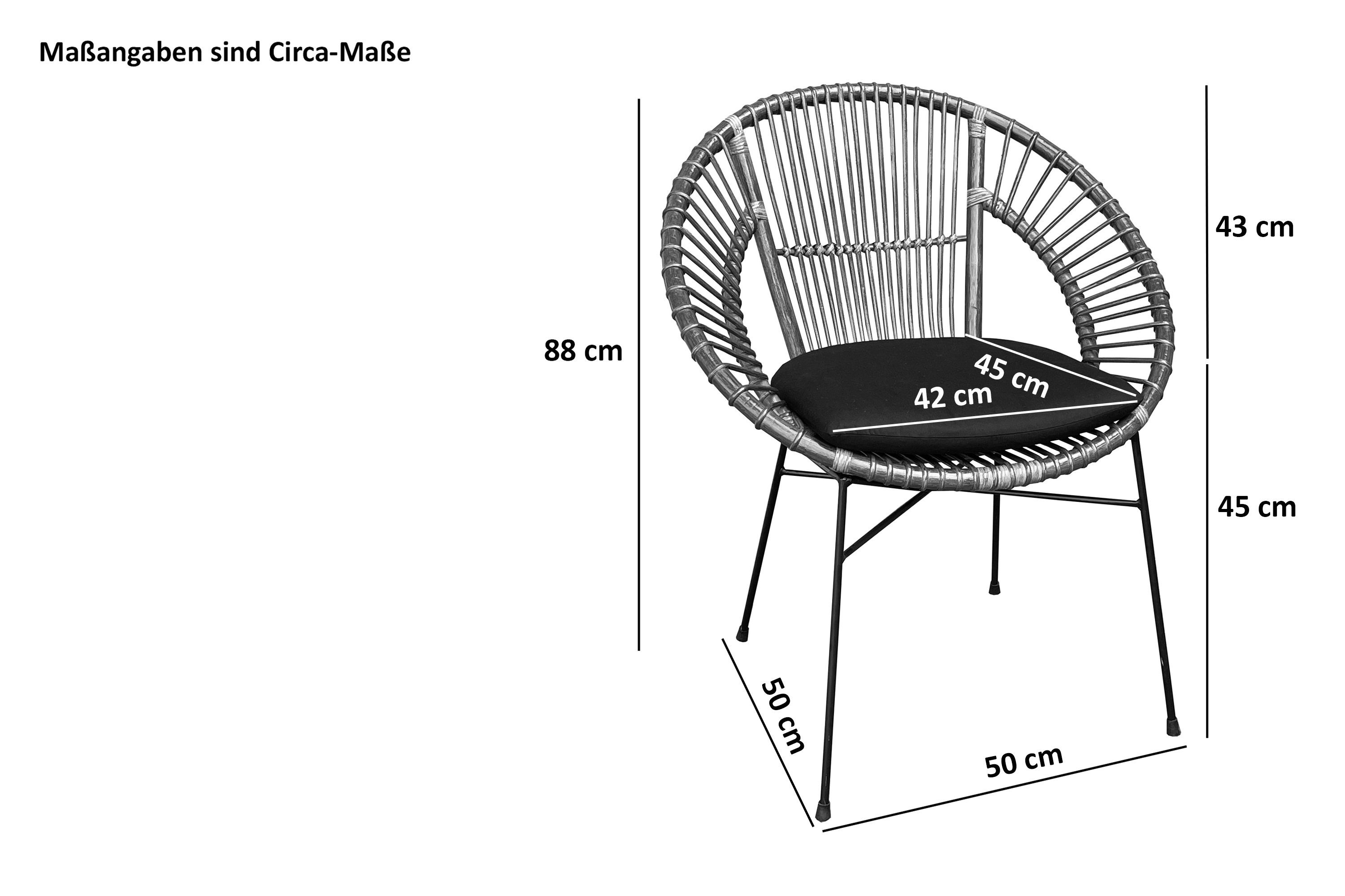 Design, Trendiger Bari, Metallgestell Esszimmerstuhl Rattanstuhl, geflochtenes SAM® braun