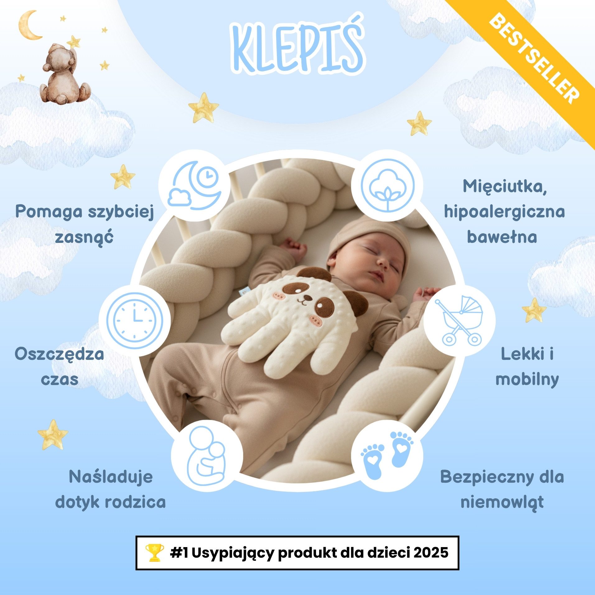 Winch Babykissen Teddybär Schlafhelfer - Klopfer für Kinder, schneller Eins günstig online kaufen