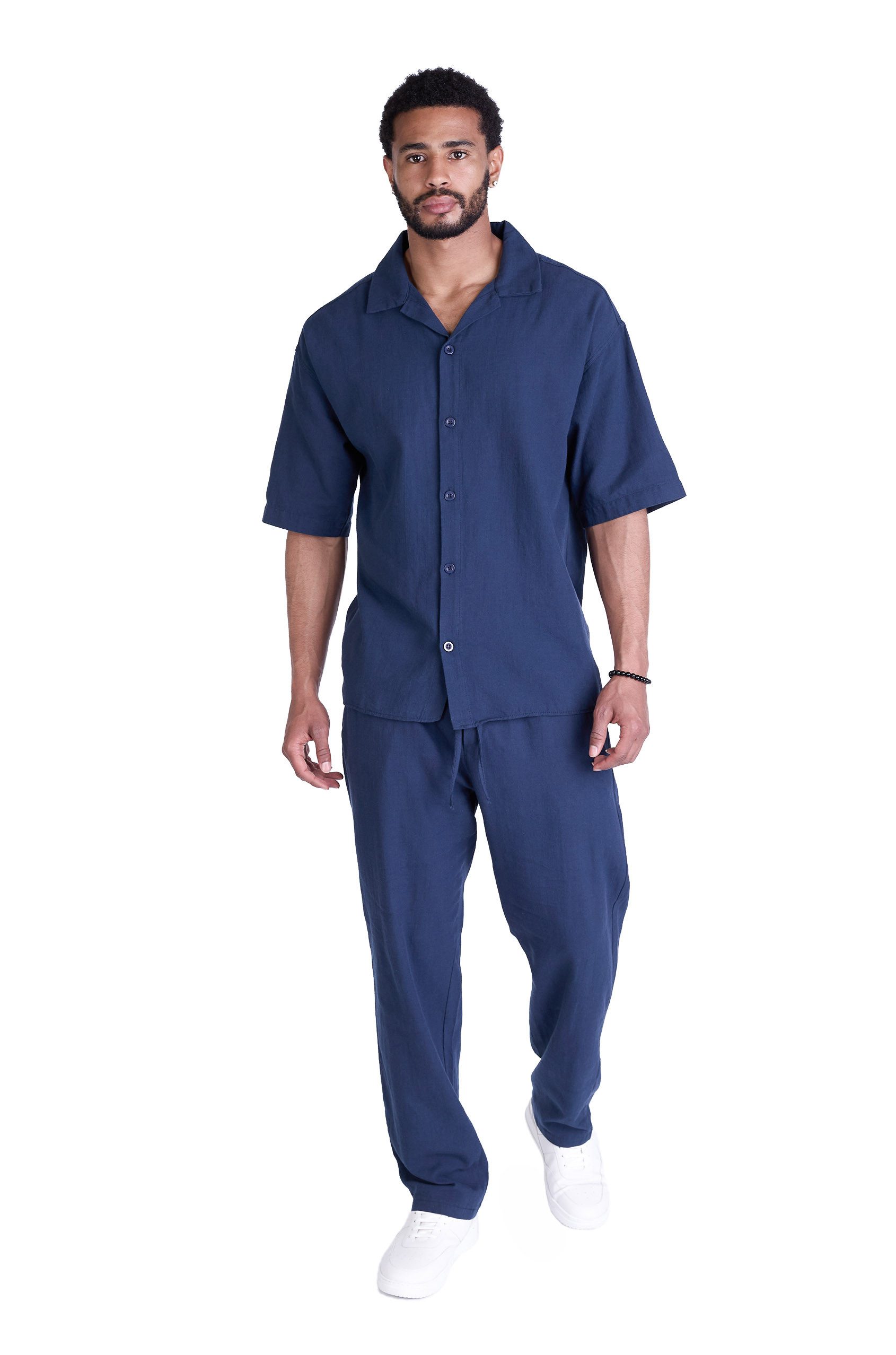 Denim Distriqt Freizeitanzug Lässiger Sommer 2 Teiler in Leinenoptik (2-tlg)