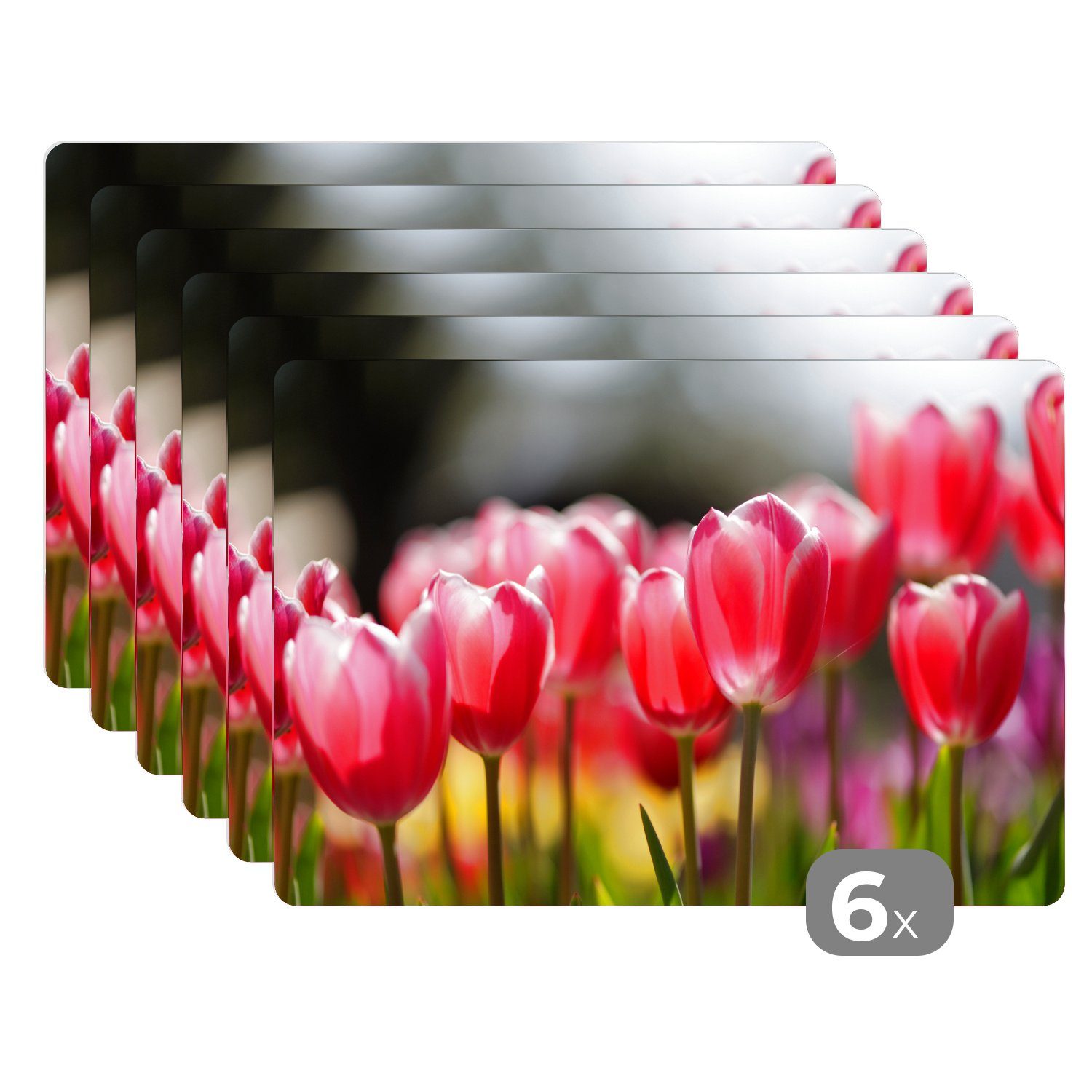 Platzset, Rosa Tulpenblüten, Platzset, MuchoWow, Tischmatten, (6-St), Platzdecken, Schmutzabweisend Platzmatte