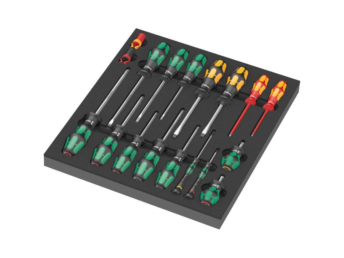 Wera Werkzeugeinsatz Einlage 9710 (Set), 18-teilig, geeignet für Tool Rebel Werkstattwagen
