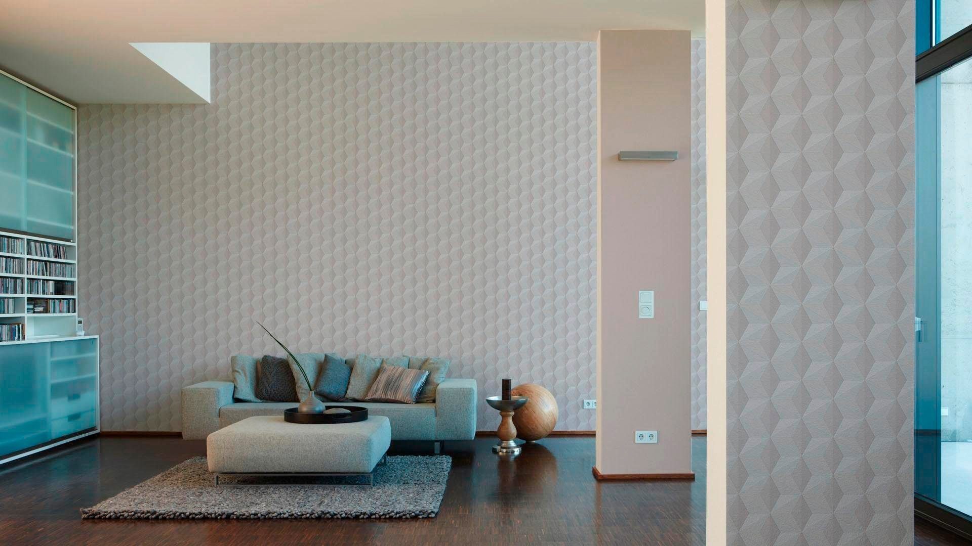 walls Tapete beige living 3D-Optik, Geometrisch Vliestapete 3D geometrisch, A.S. Life, Création grafisch,