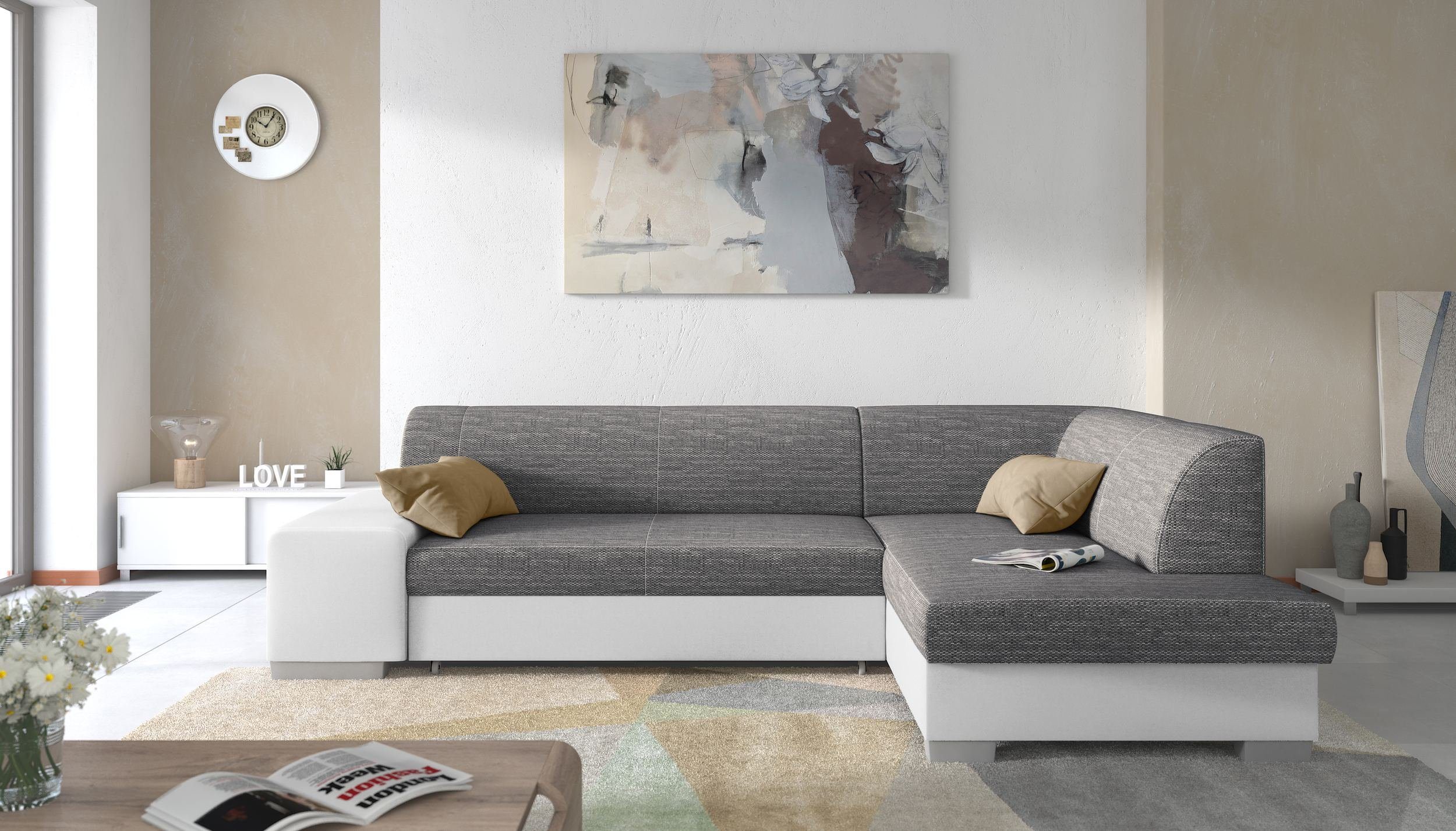 99rooms Ecksofa Piave, L-Form, Eckcouch, wahlweise mit Bettfunktion, Ottomane links oder rechts bestellbar, frei im Raum stellbar, mit Bonellfederung