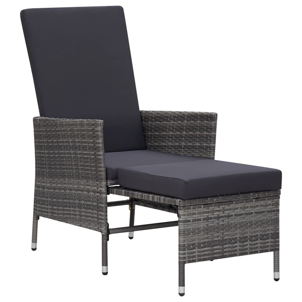 vidaXL Gartenlounge-Set 2-tlg. Rattan (2-tlg) Poly Garten-Lounge-Set Kissen mit Grau