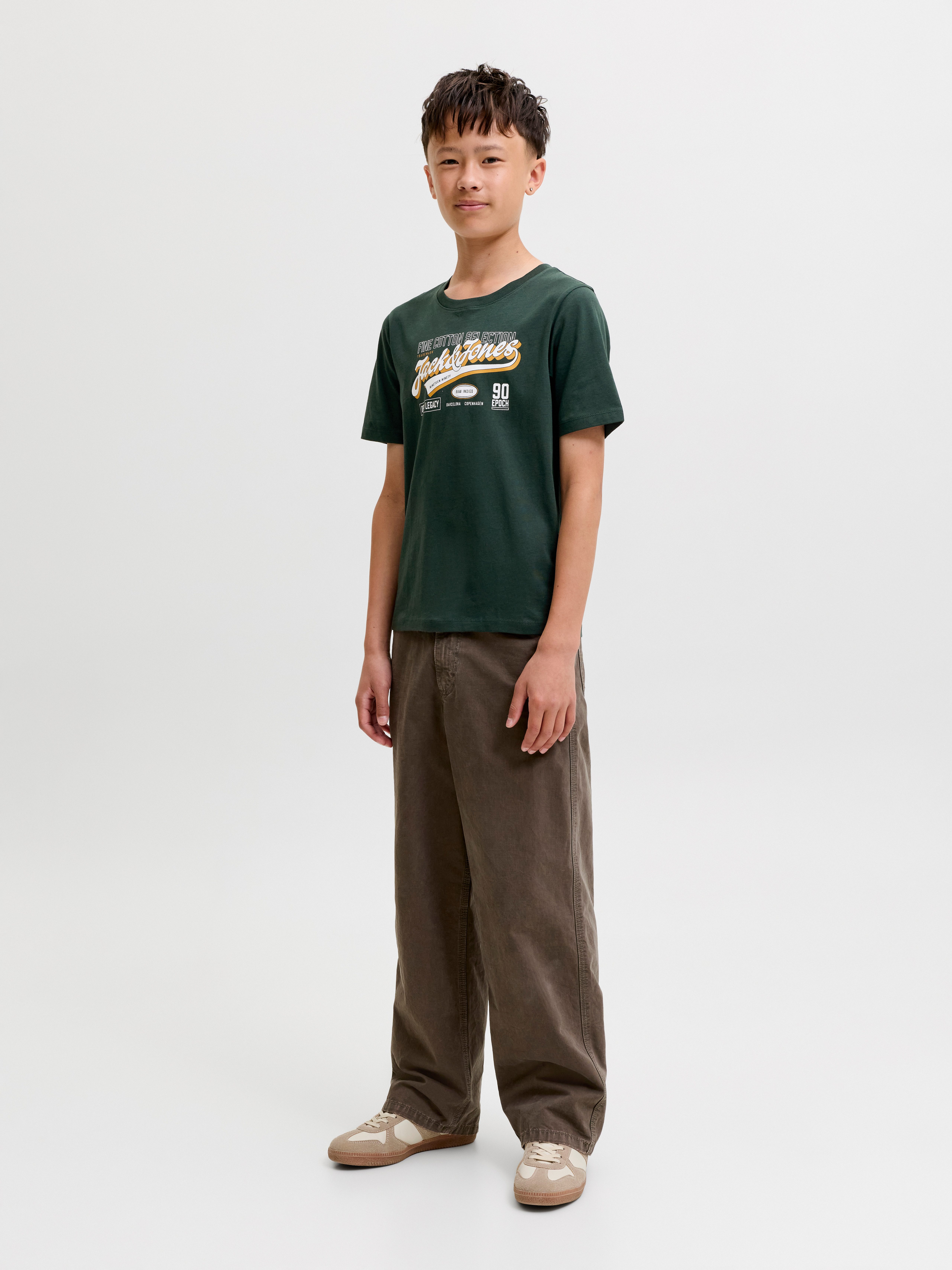 Jack & Jones Junior Rundhalsshirt JJELOGO TEE SS O-NECK 2 COL AW26 SN JNR Baumwolle, regular fit – Bild 4 von 5