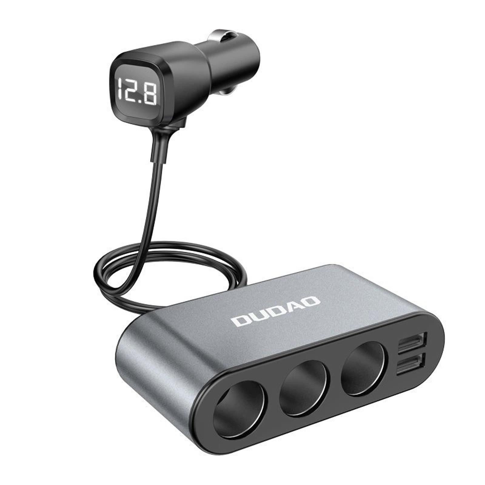 Dudao 12/24V KFZ Verteiler Steck Dose Zigarettenanzünder Smartphone-Ladegerät (3400 mA, Mehrfachstecker 2x USB Adapter PKW LKW Wohnwagen)