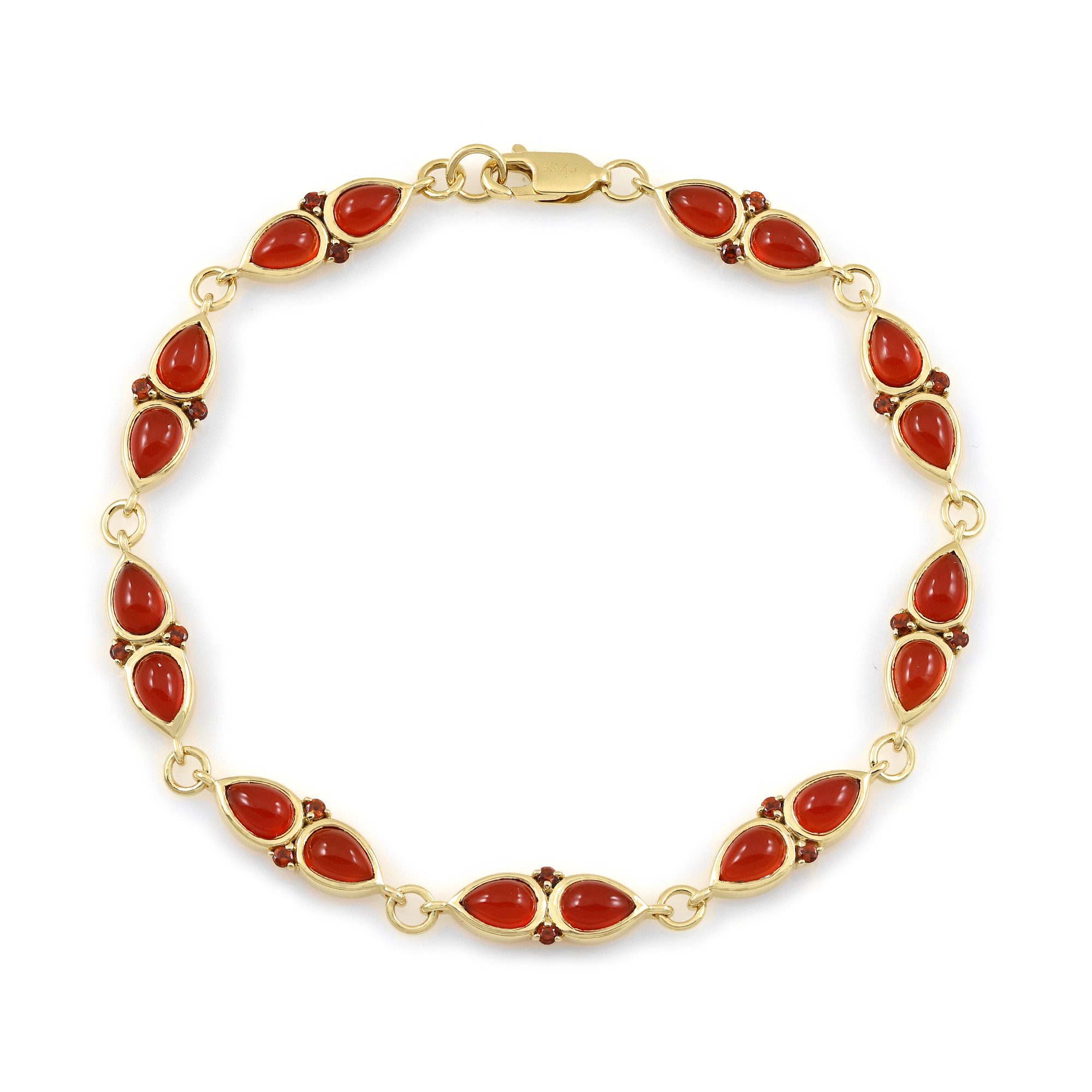 Cavill Silberarmband Cavill Sterlingsilber Armband vergoldet mit Karneolen & Granat 19,5 cm (1-tlg)