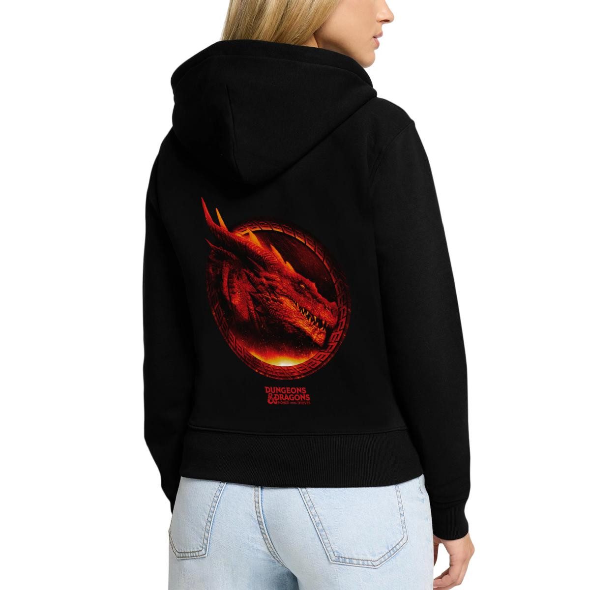 Spreadshirt Hoodie Dungeons & Dragons DND Roter Drachenkopf Backprint Kapuzenjacke Damen (1-tlg)