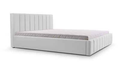 MOEBLO Polsterbett Bett 01 (Doppelbett mit Kopfstütze, Rahmenbettgestell, mit Bettkasten und Lattenrost), gepolstertes Kopfteil, mit Bettkasten, mit Lattenrost