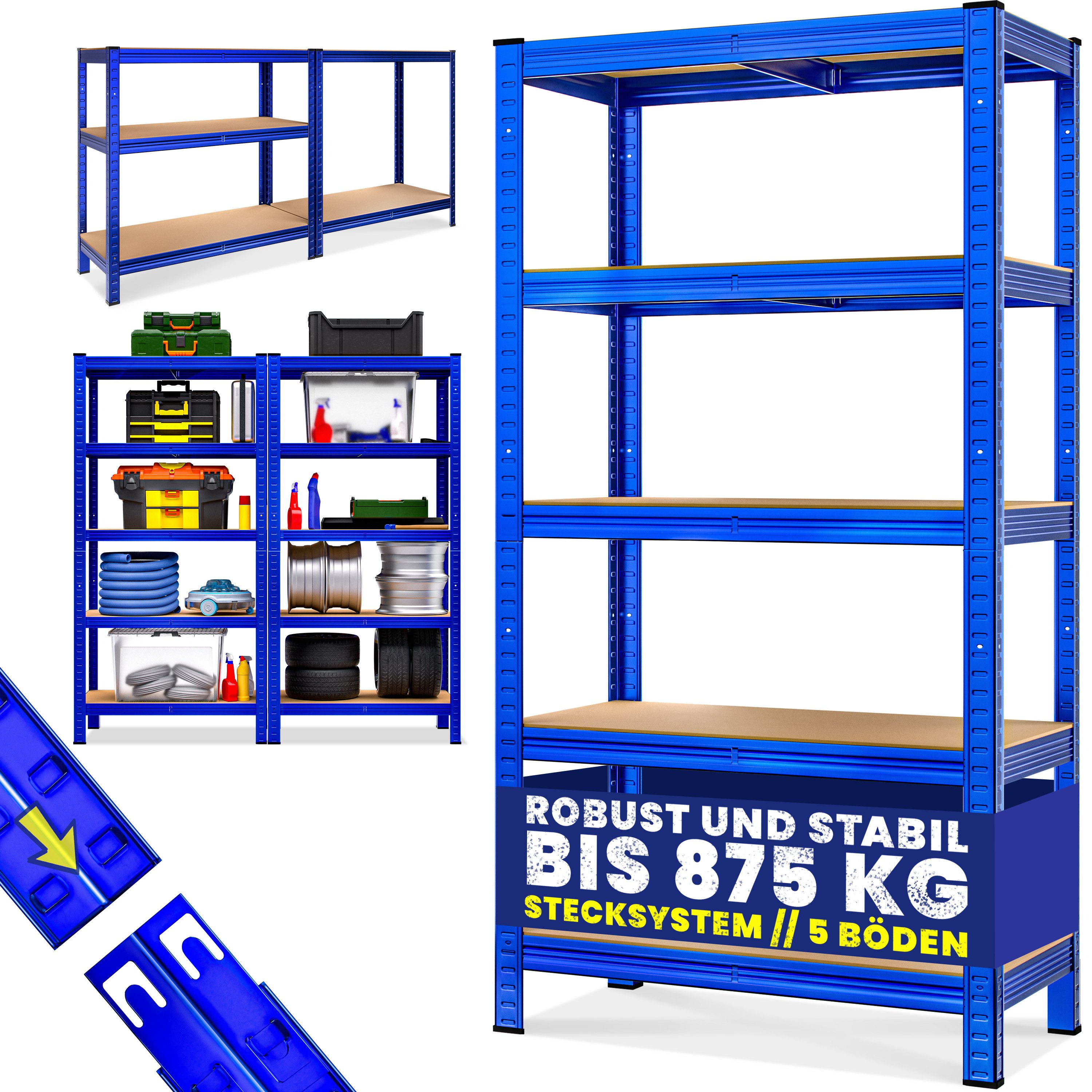 monzana Schwerlastregal, 180x90x40cm 875kg blau 5 günstig online kaufen