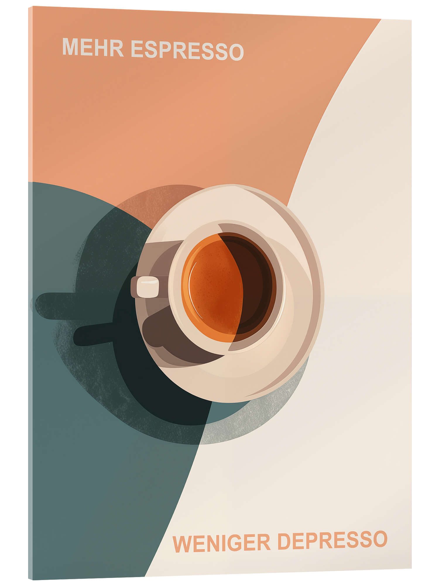 Posterlounge Wandbild Mehr Espresso Weniger Depresso, Frank Daske, erhältlich als Poster, Leinwandbild, Wandsticker oder Acrylglasbild