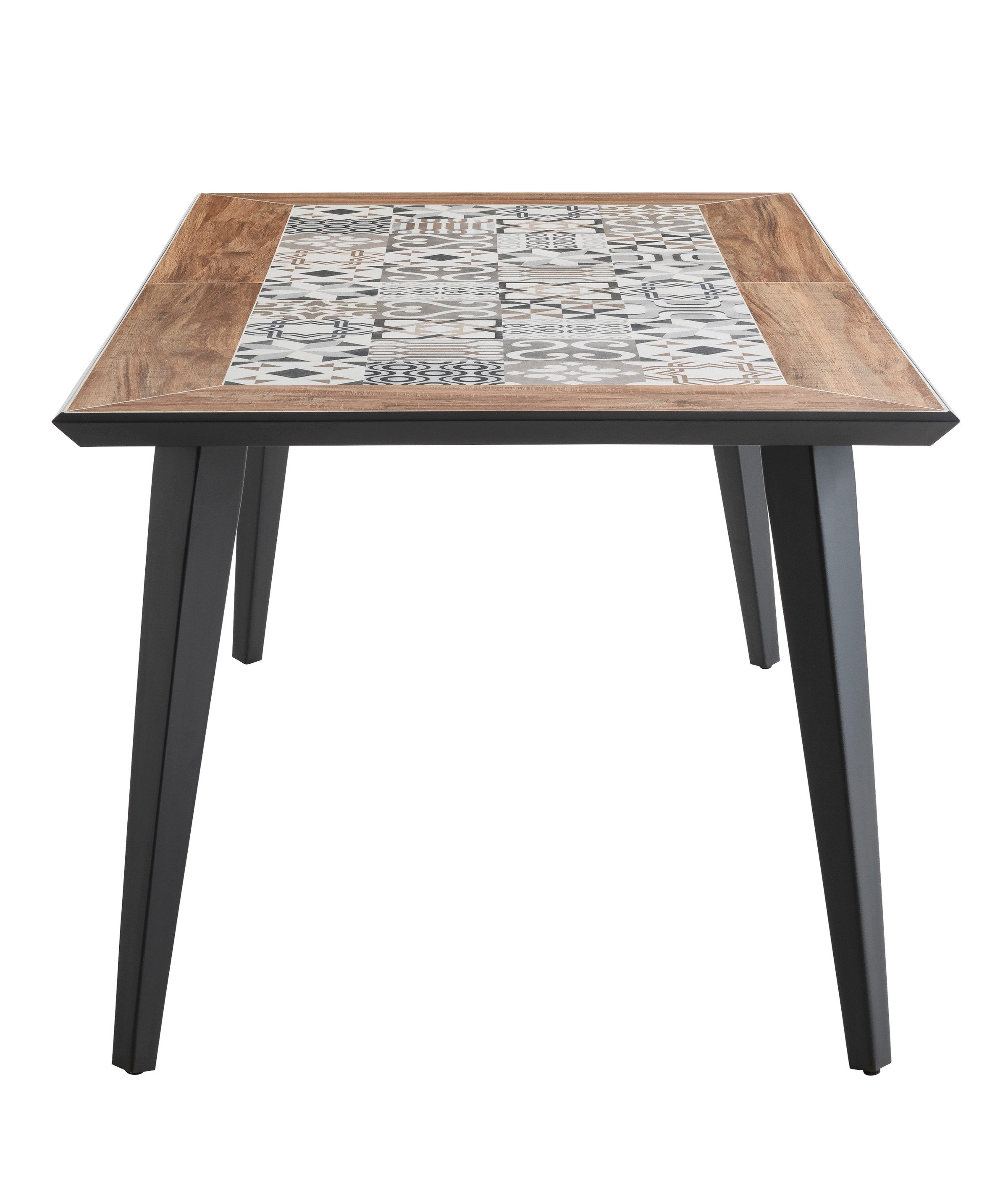Dehner Gartentisch Lissabon, 6 Sitzplätze, 178.5 x 74 x 88.5 cm, Aluminium / Keramik, mit mediterranem Mosaik auf der Tischplatte