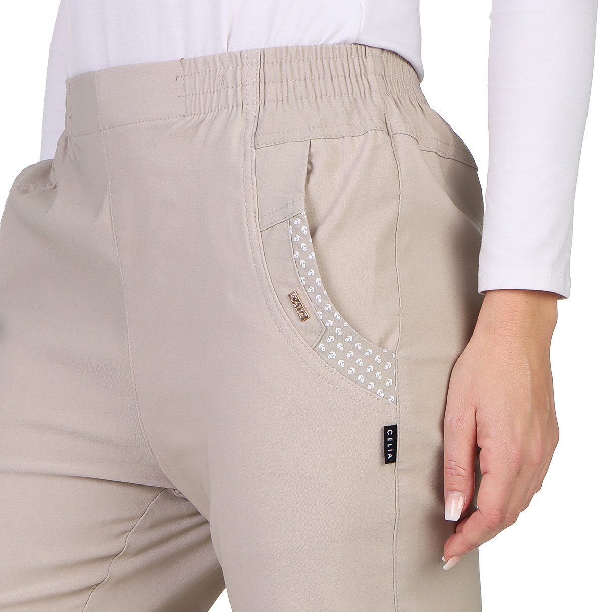 OriginalYou Stretch-Hose Sommerhose Damen Schlupfhose ANKER maritime Stoffhose auch in großen Größen erhältlich, mit elastischem Bund – Bild 3 von 5