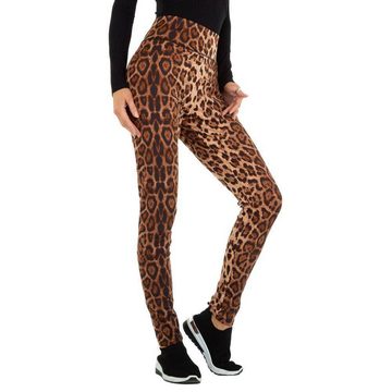 Ital-Design Leggings Damen Freizeit Animal Print Stretch Klassische Leggings in Braun