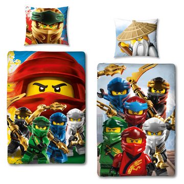 Kinderbettwäsche Lego Ninjago Movie Battle Bettwäsche Linon / Renforcé, BERONAGE, 100% Baumwolle, 2 teilig, 135x200 + 80x80 cm