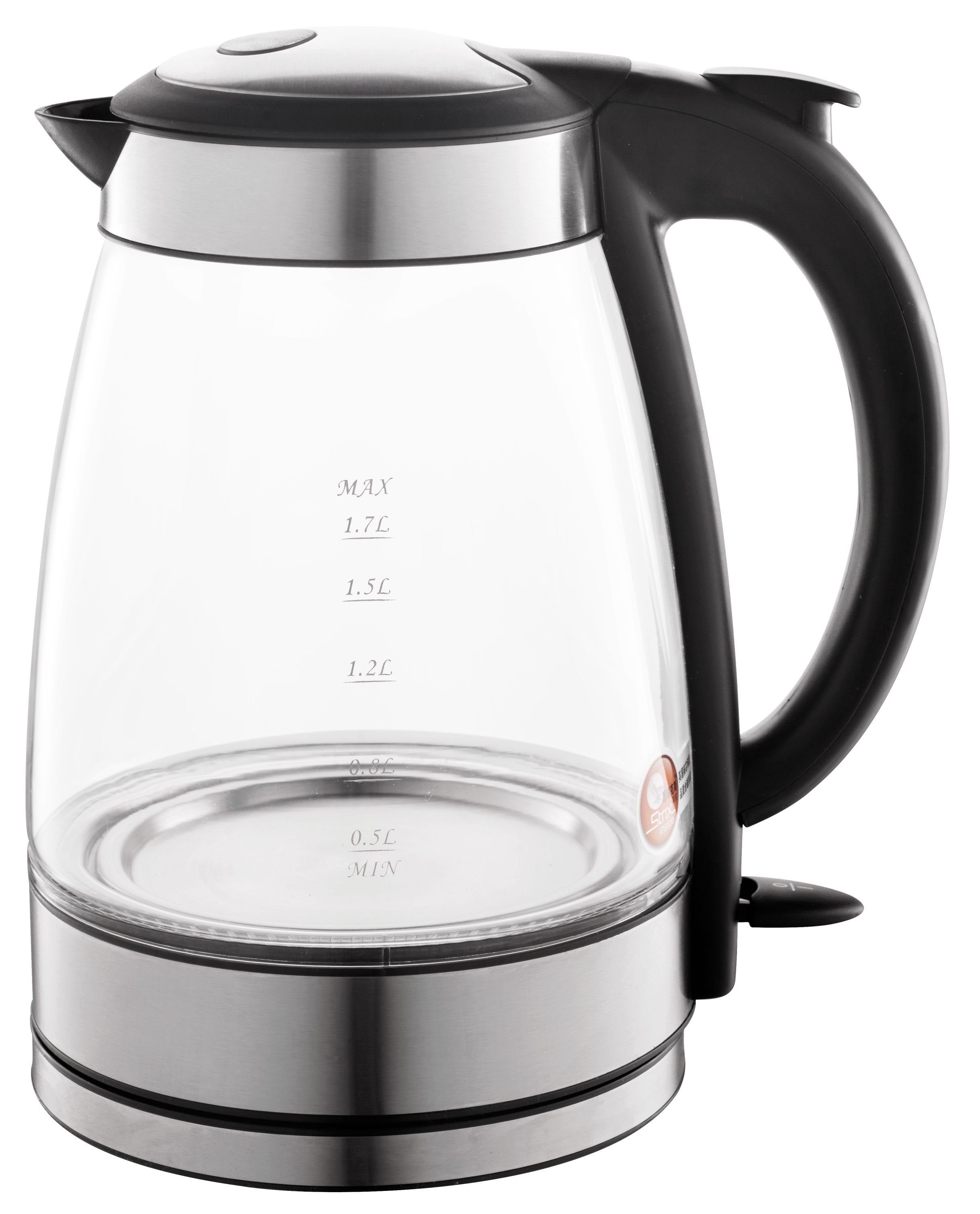 B&S Wasserkocher Glas 1,7 L - 360 Grad Drehung - beleuchtet - für Links & Rechtshänder, 1.7 l