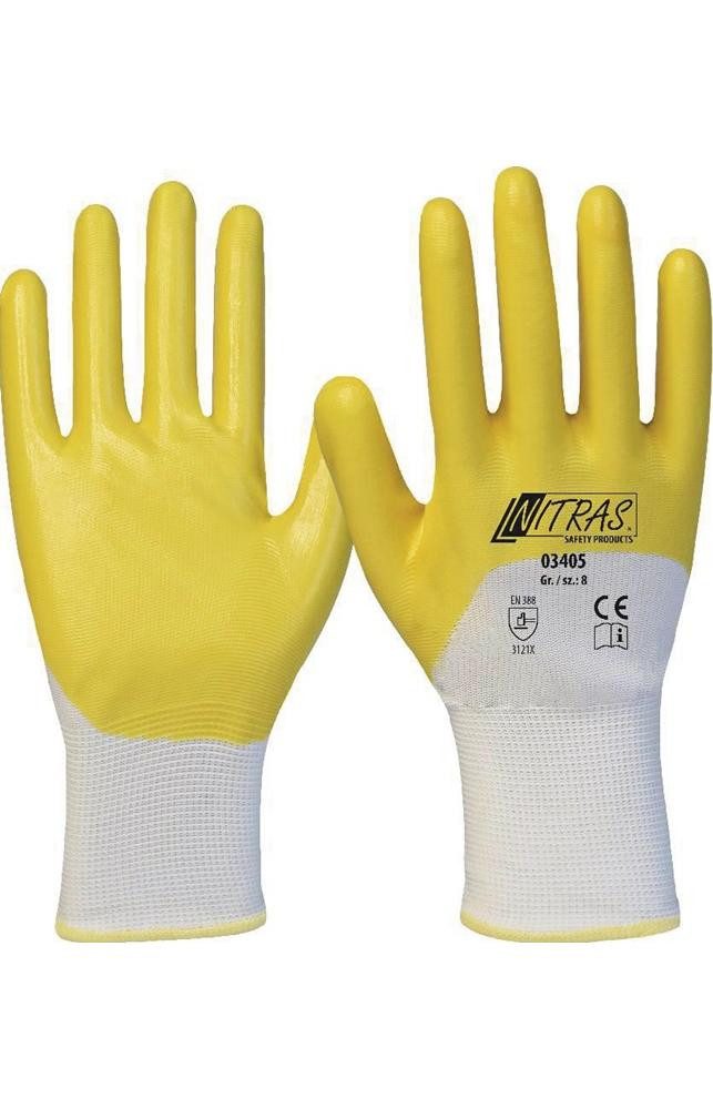 Nitras Arbeitshandschuh-Set Handschuhe 03405 Größe 11 weiß/gelb EN 388 PSA-Kategorie II
