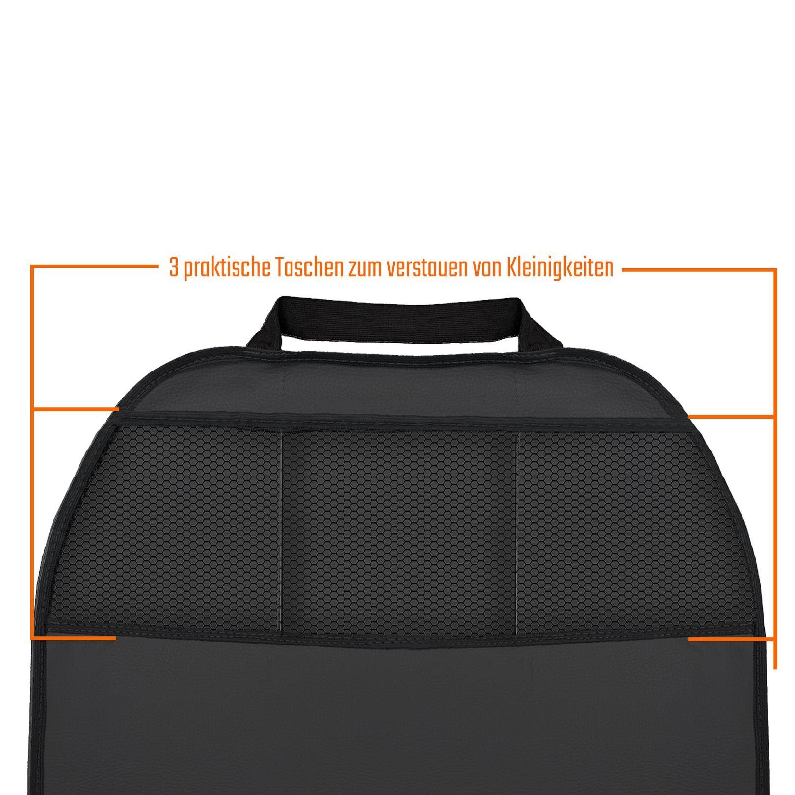 Stück), Rückenlehnenschutz Design in 3 Car schwarz Auto-Rückenlehnentasche Kinder Kunstleder Sitzschoner L (2 P Taschen mit &