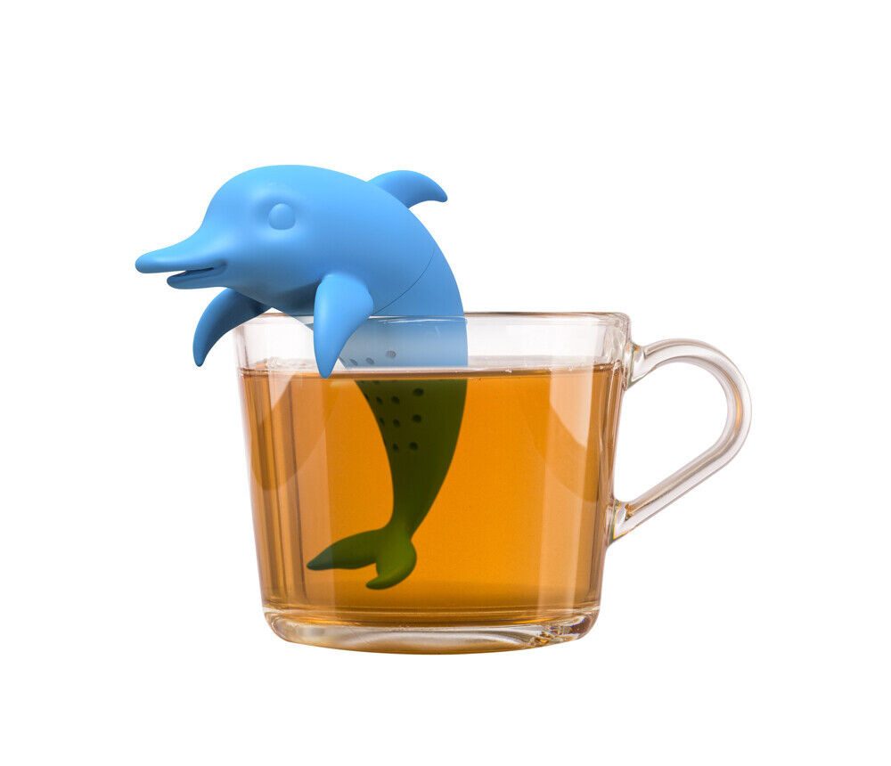 Winkee Teesieb Delfin blau, Silikon, (Tee-Ei, 1-St., lebensmittelecht), hitzebeständig bis 200°C, ca. 8 cm hoch