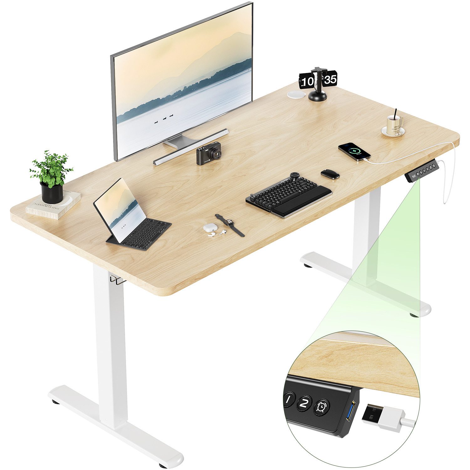 HOMALL Schreibtisch Höhenverstellbarer mit USB-Ladefunktion und günstig online kaufen