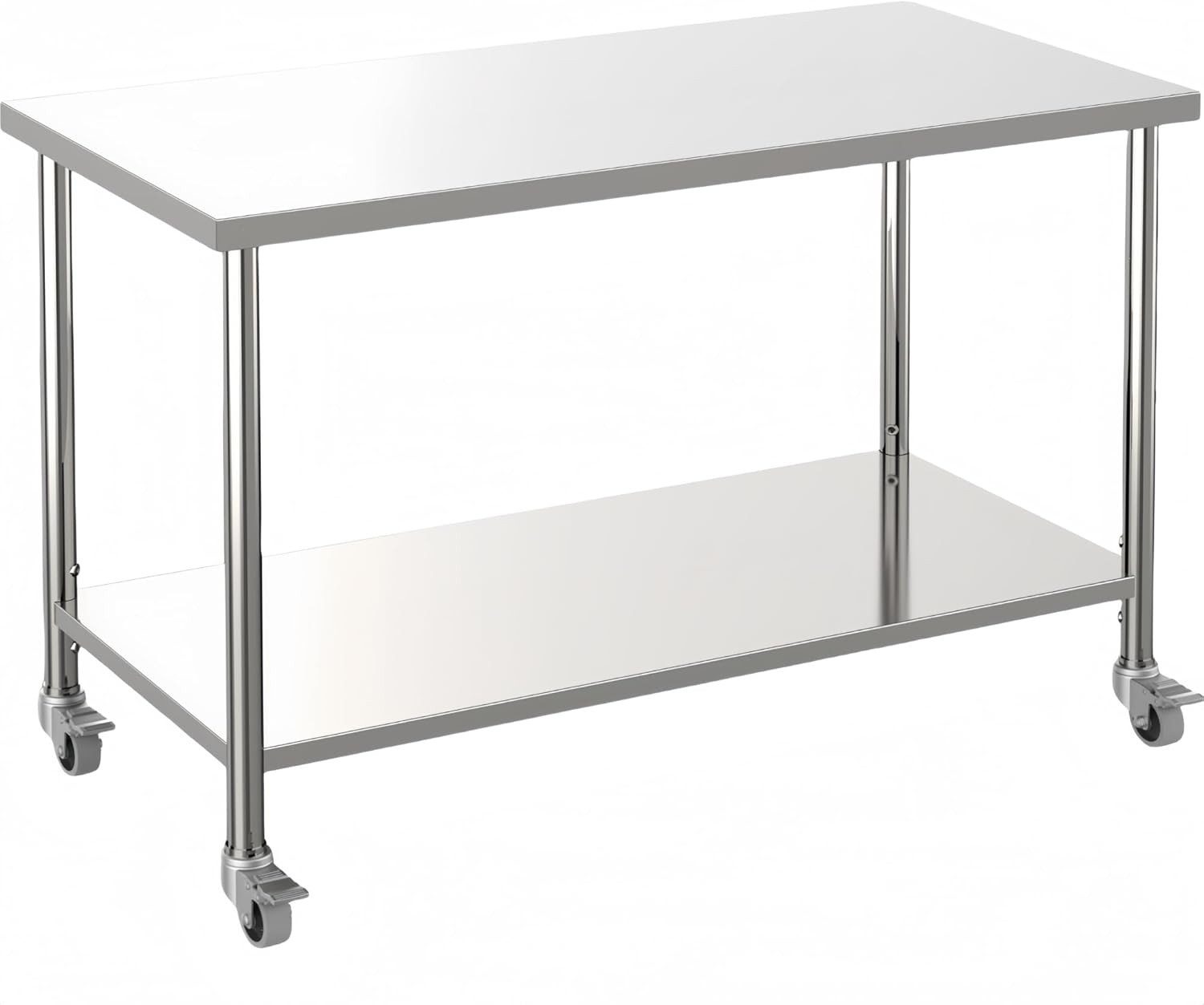 GarveeMore Arbeitstisch (4 Rädern, Verstellbares Regal), 150 kg Tragkraft