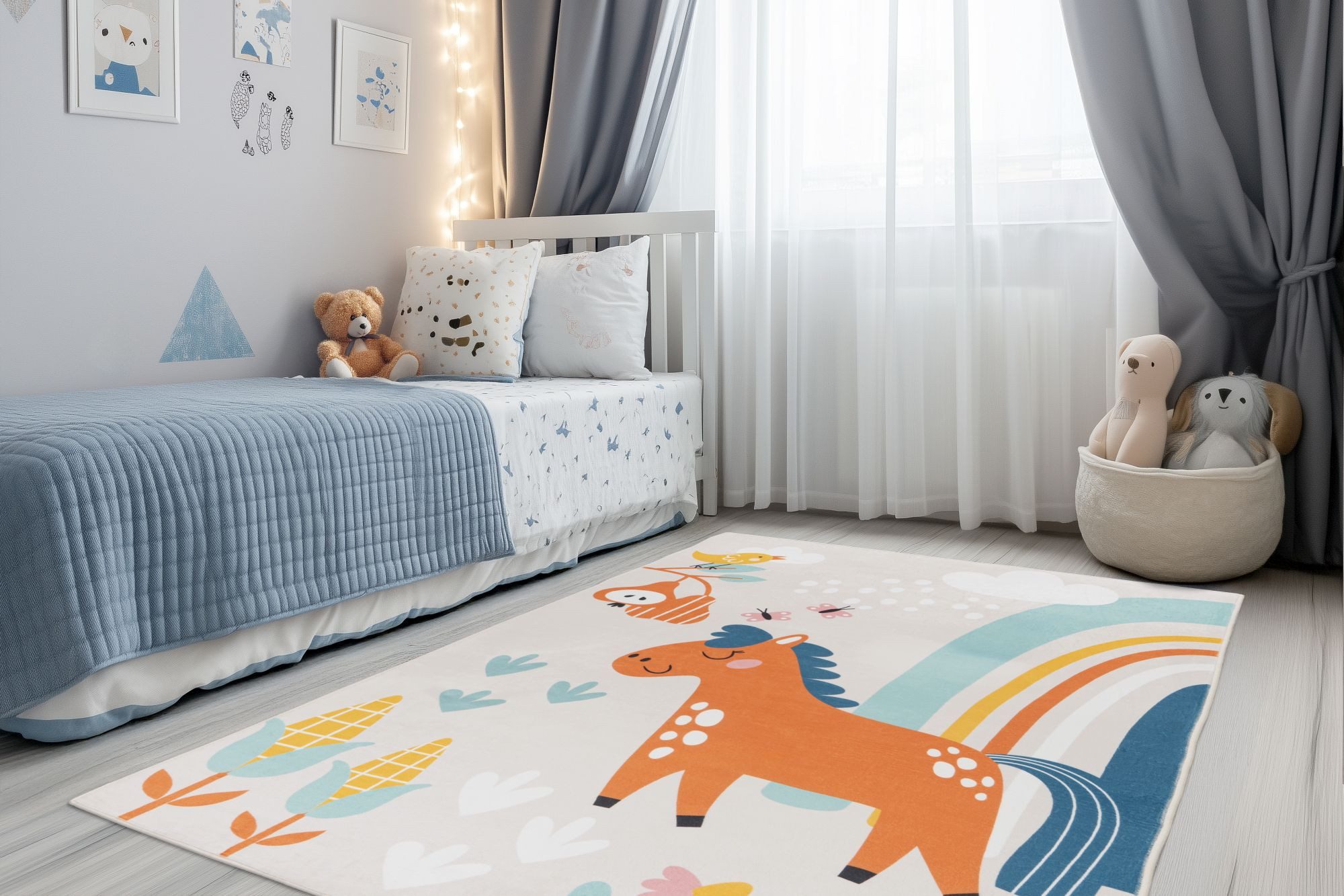 Obsession Kinderteppich Magic Kids ML 107, rechteckig, Höhe: 8 mm, niedliches Pferde Motiv, waschbar, Kinderzimmer