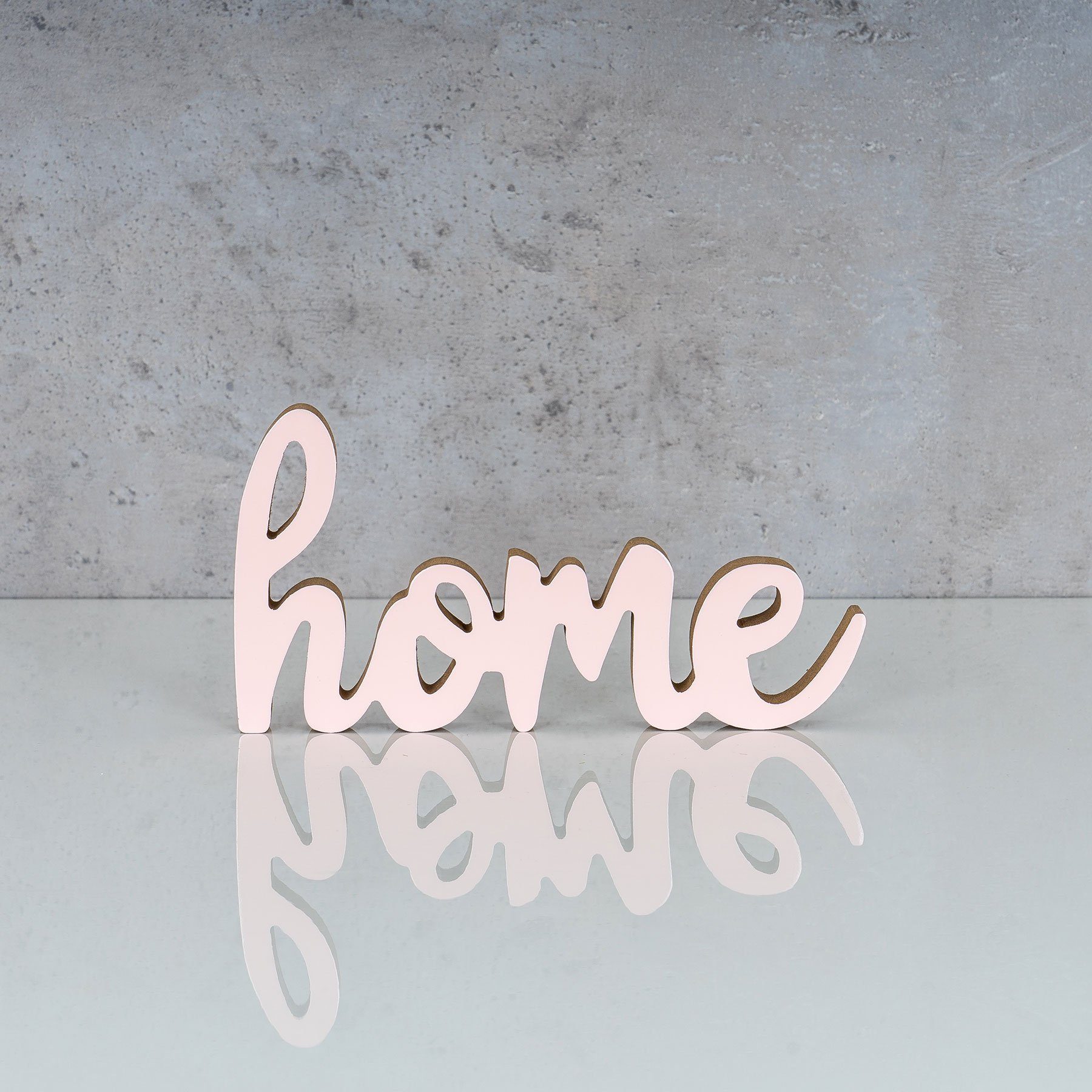 Levandeo® Deko-Schriftzug, Schriftzug Home L20cm Pastell Rosa Holz Tischdeko Deko Aufsteller