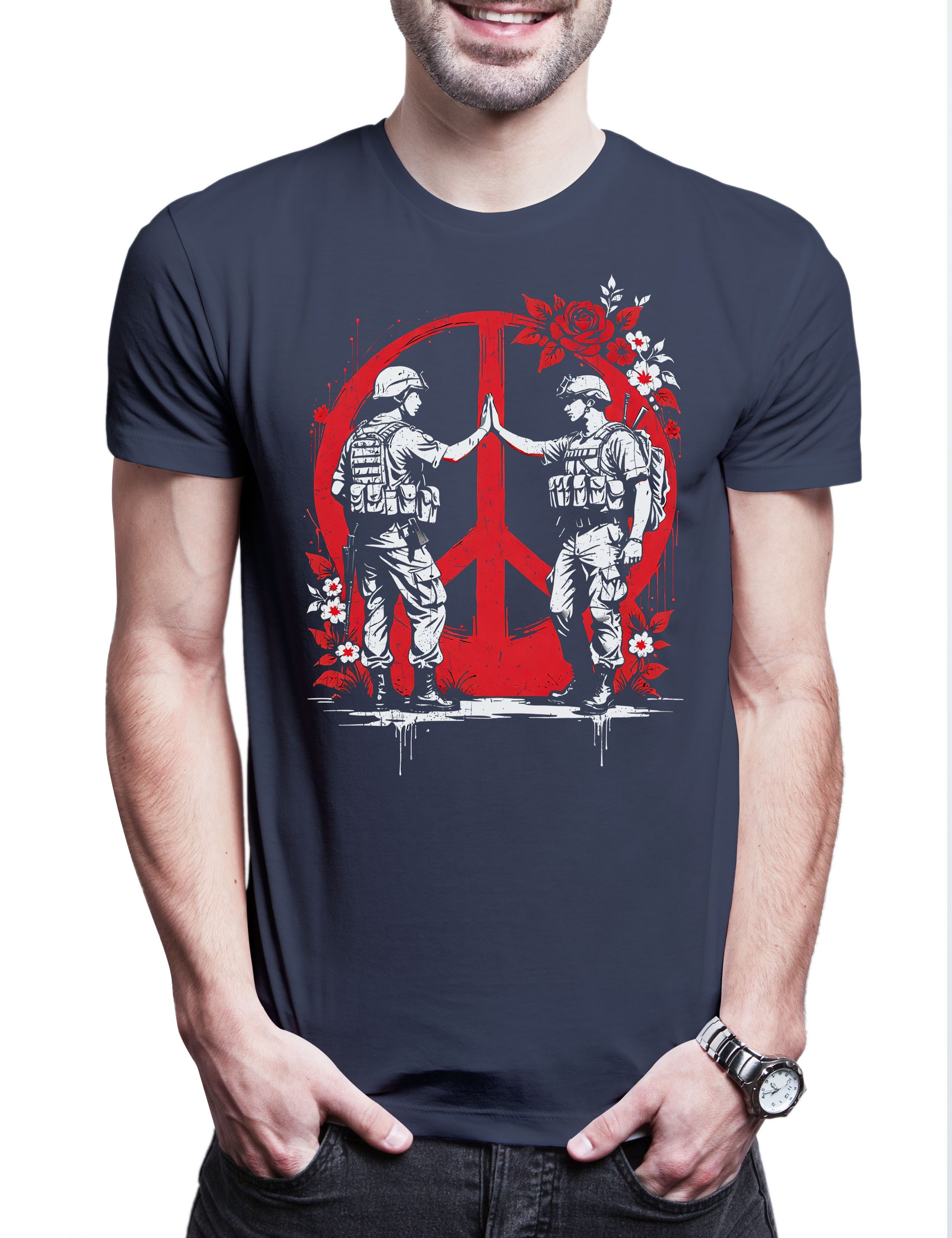 Print-Shirt Peace Soldiers Herren T-Shirt Modern Art Artist Banksy Graffiti Street