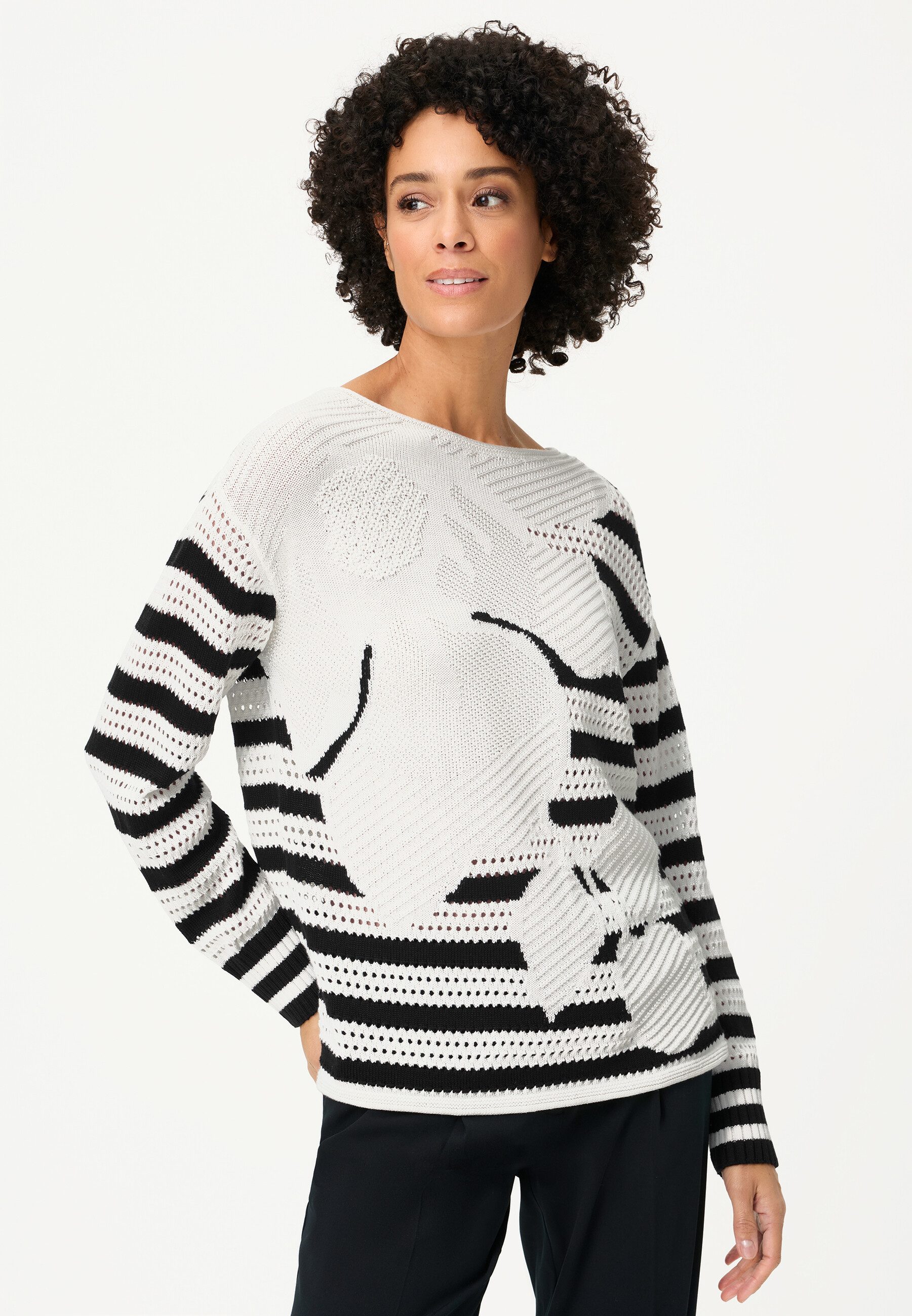 Olsen Strickpullover Pullover mit dekorativem Streifendruck