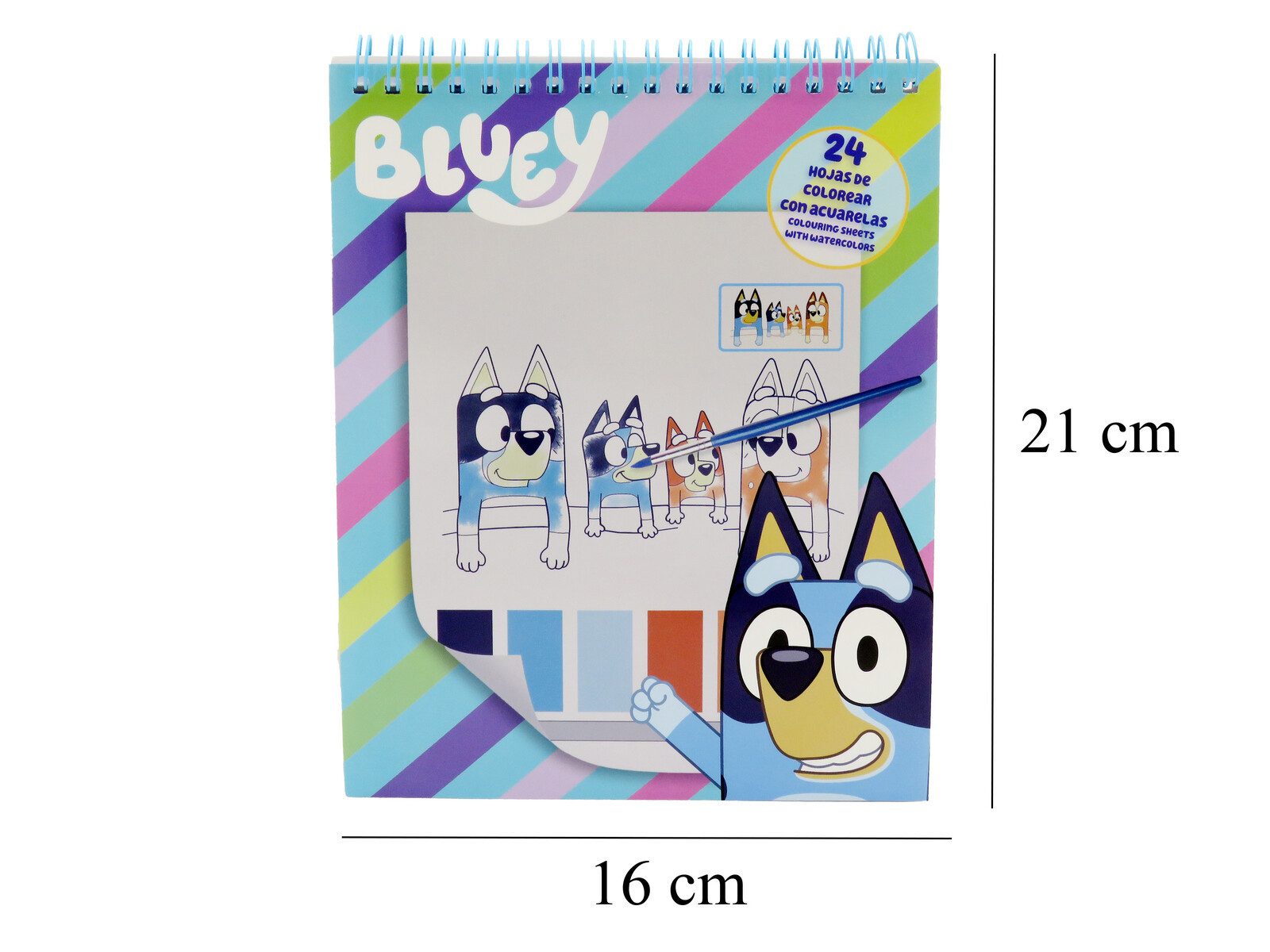 Bluey Malbuch Set Aquarell 24 Vorlagen 6 Wasserfarben und Pinsel Ausmalbuch Kinder