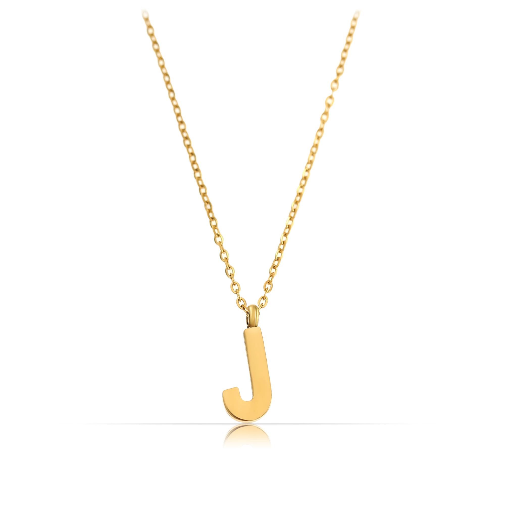 Made by Nami Kette mit Anhänger Edelstahlkette mit Buchstaben Anhänger Gold Schmuck Damen, Geschenk Freundin 40 + 5 cm Länge Wasserfest